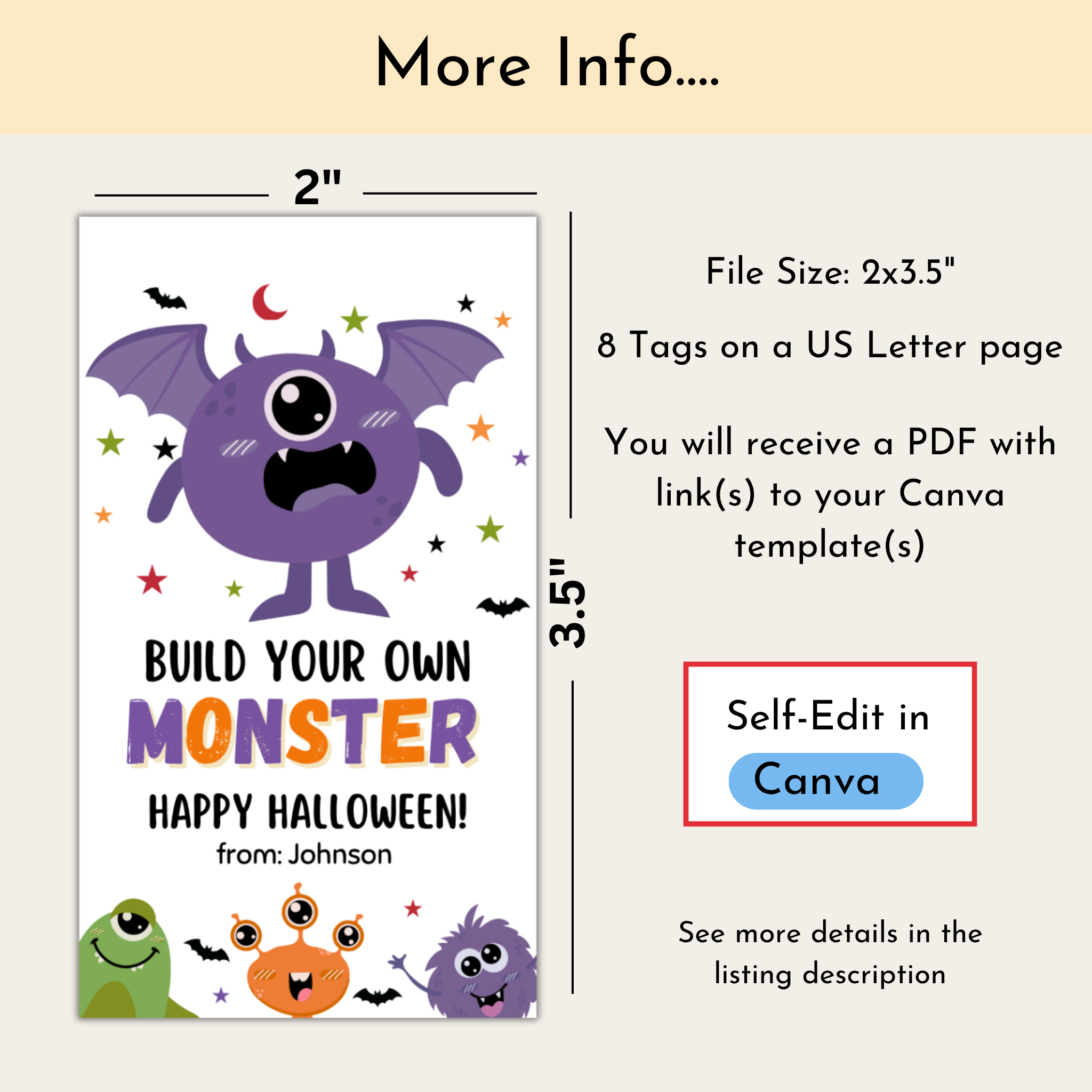 Build Your Own Monster Halloween Tag