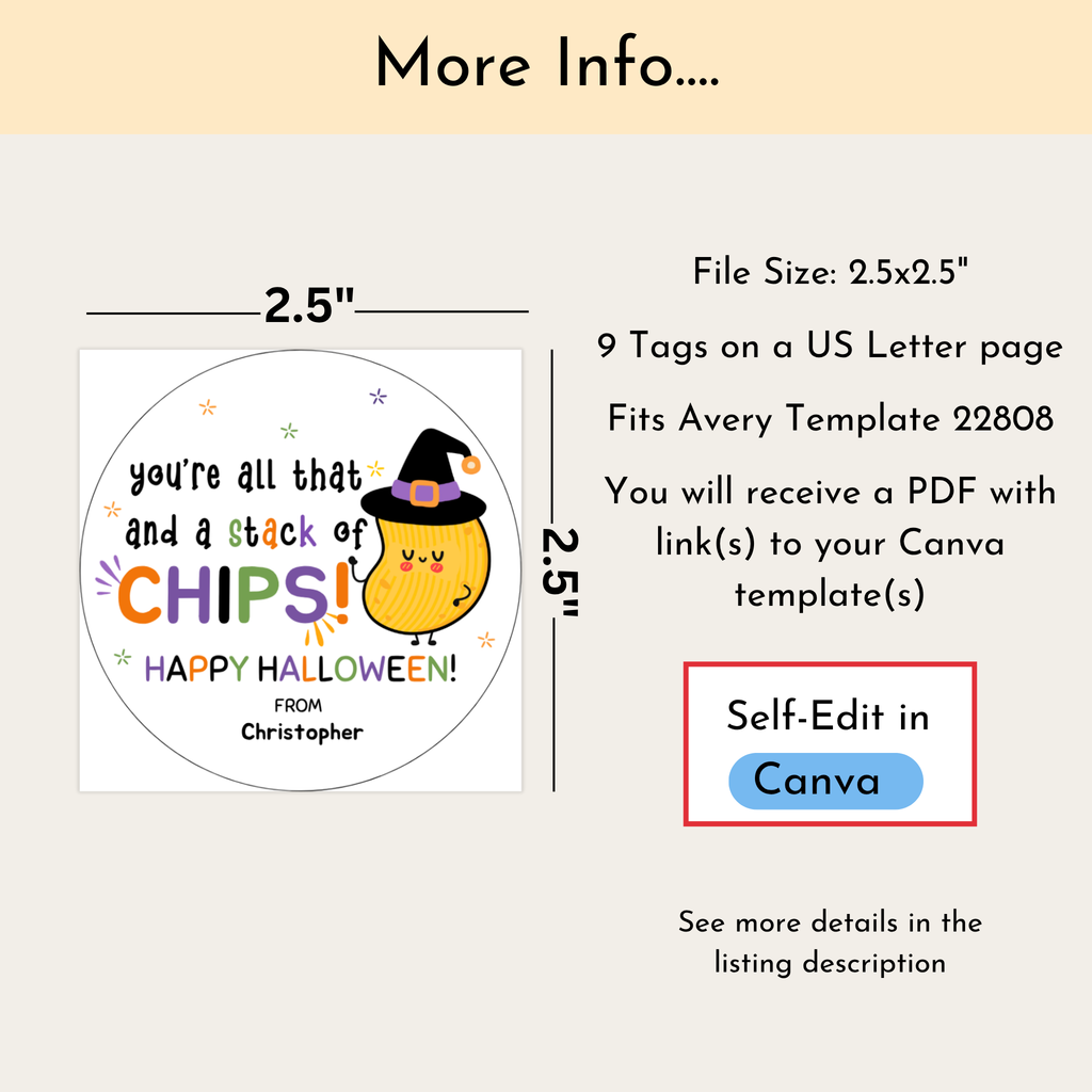 Halloween Potato Chips Tag
