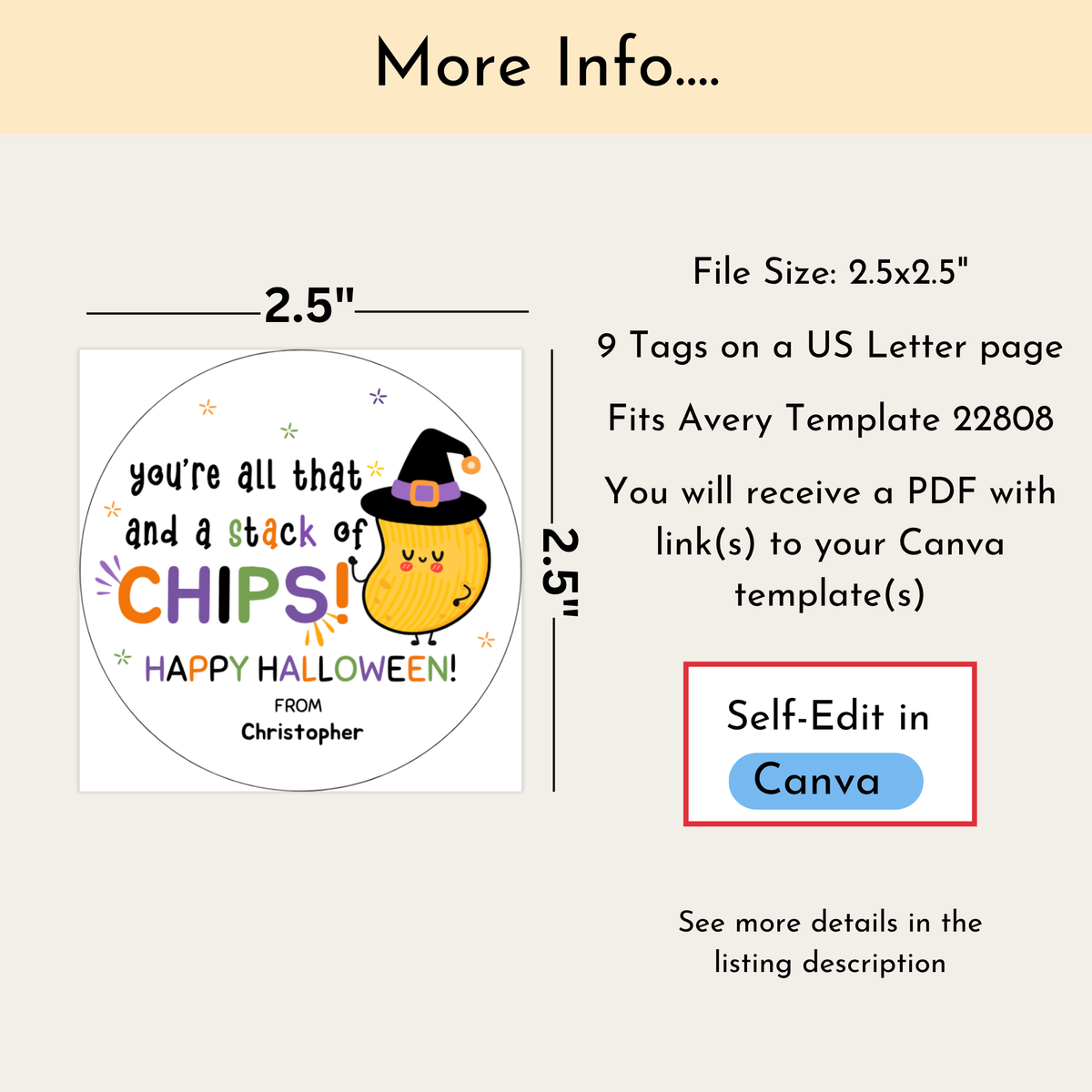 Halloween Potato Chips Tag