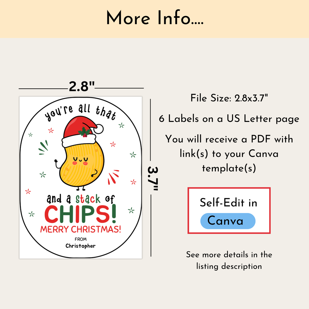 Christmas Potato Chip Label