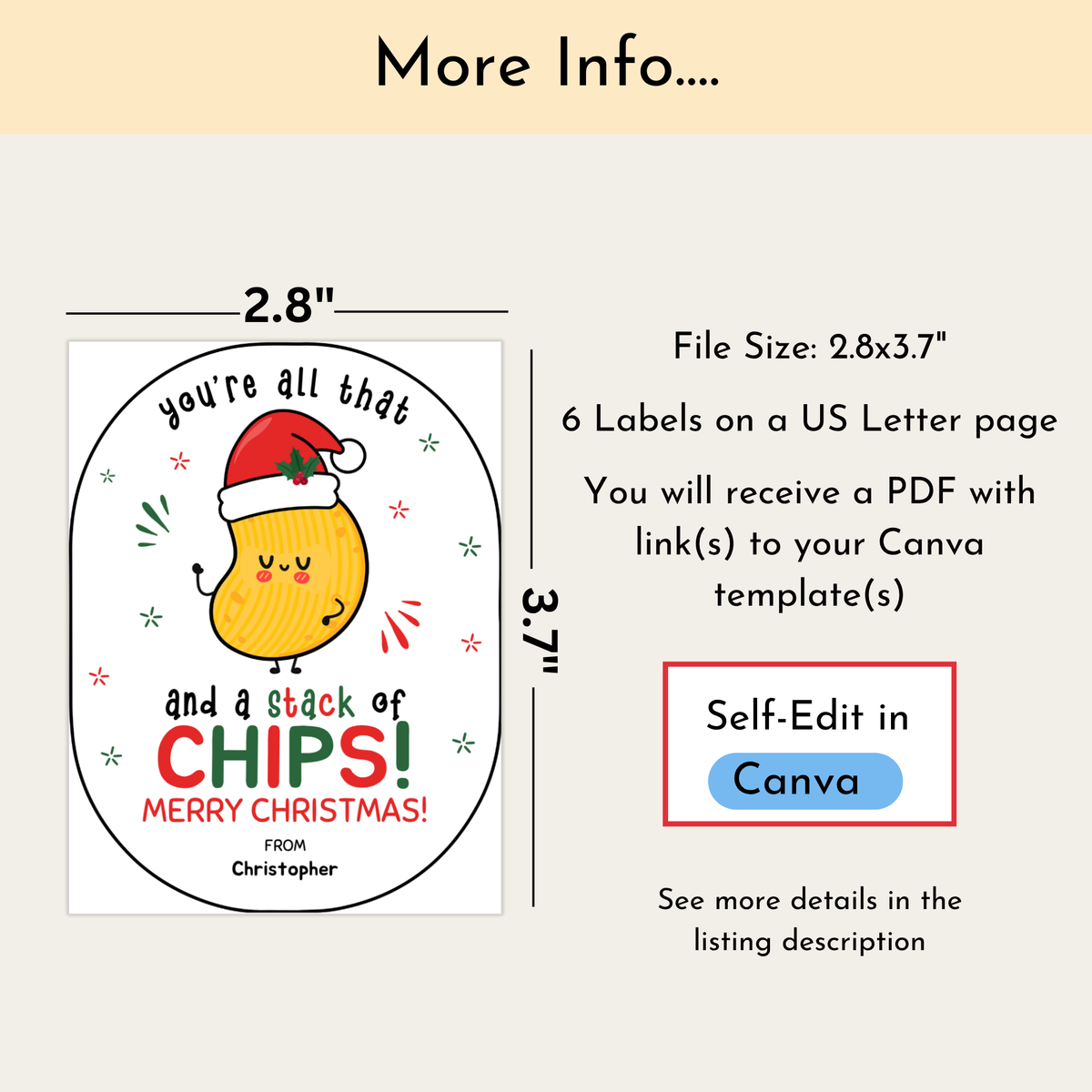 Christmas Potato Chip Label