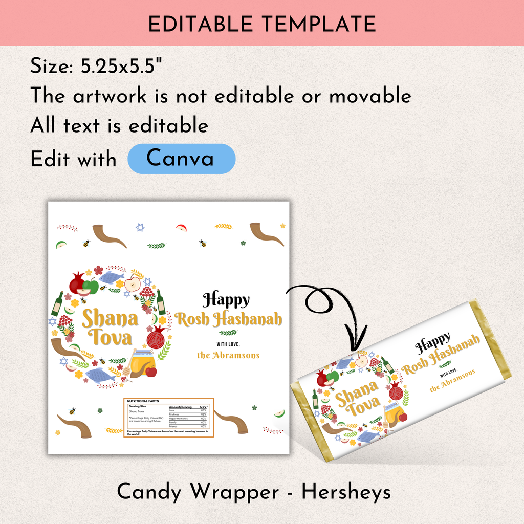 Rosh Hashanah Chocolate Wrapper Template