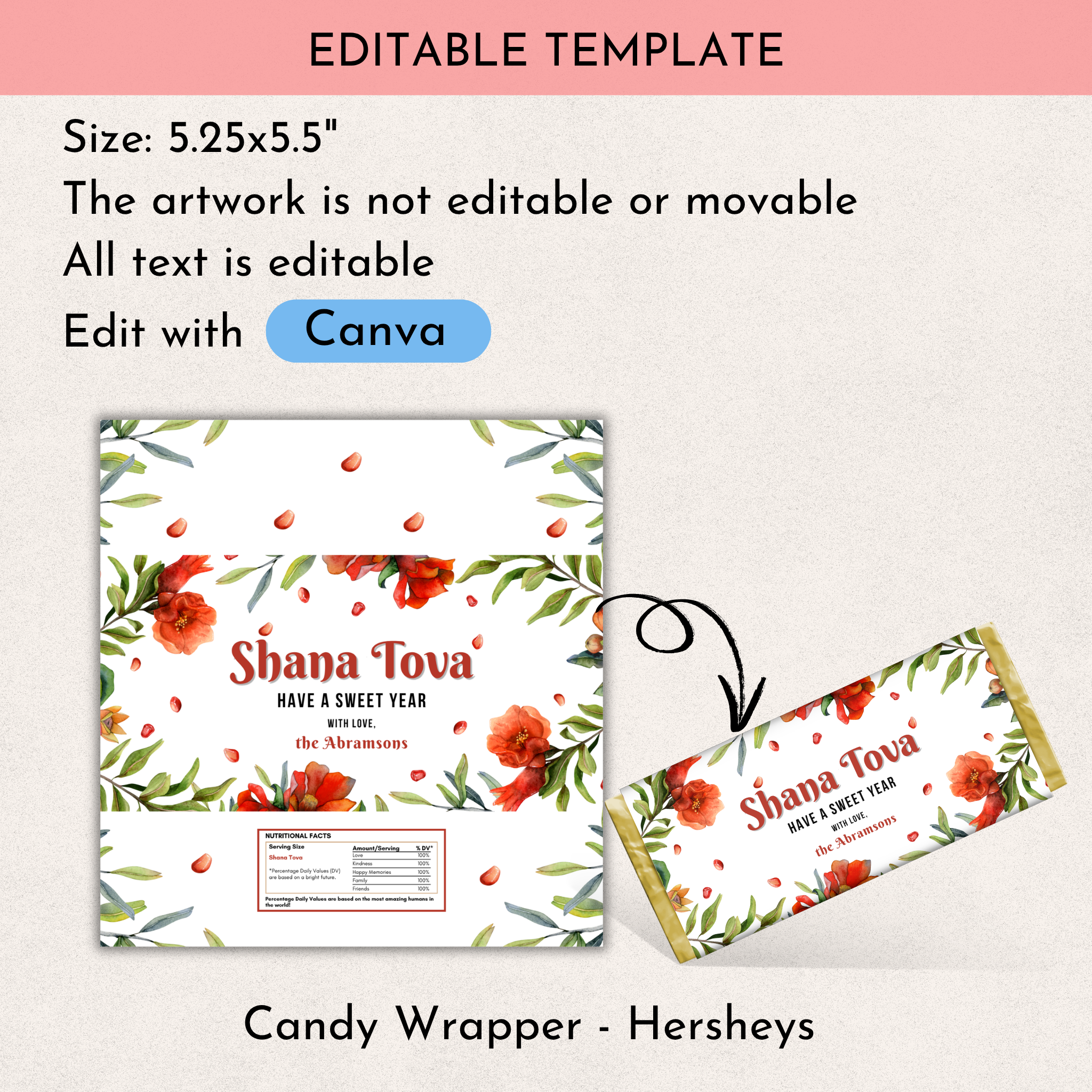 Rosh Hashanah Choc Wrapper