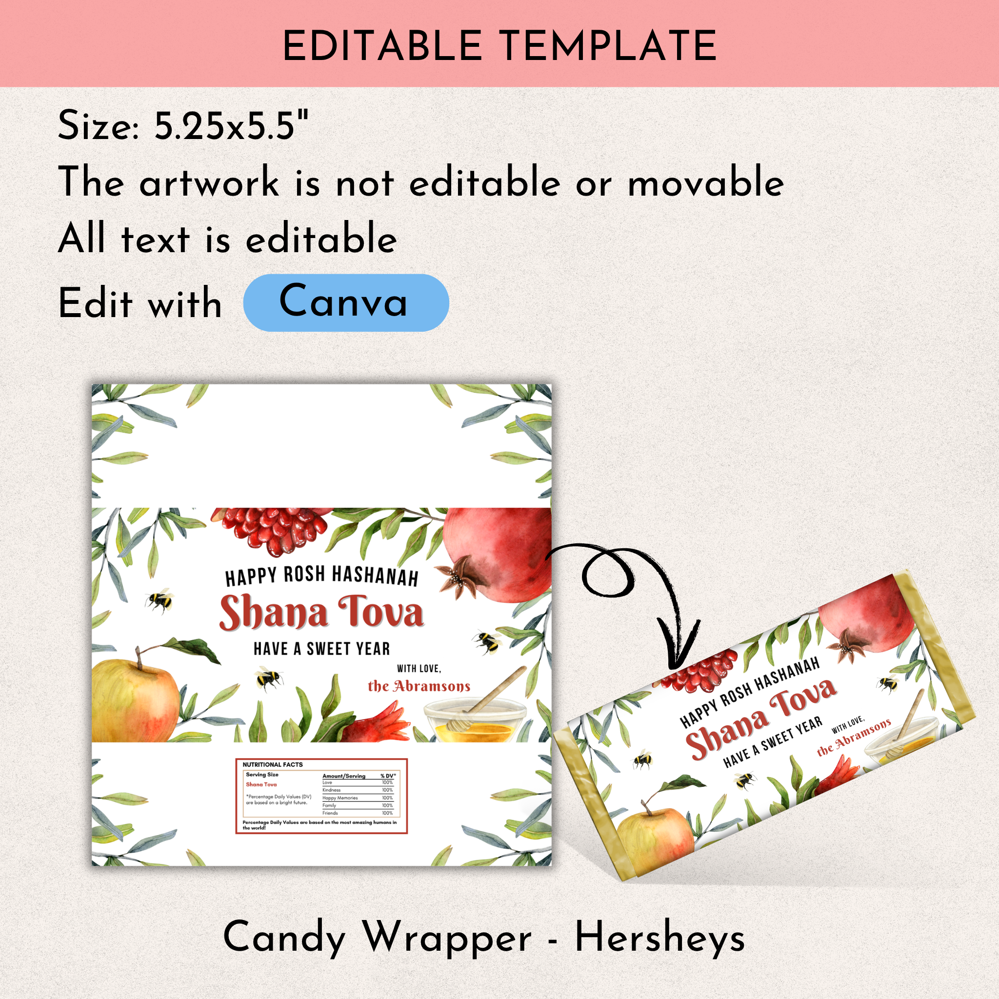 Rosh Hashanah Chocolate Wrapper