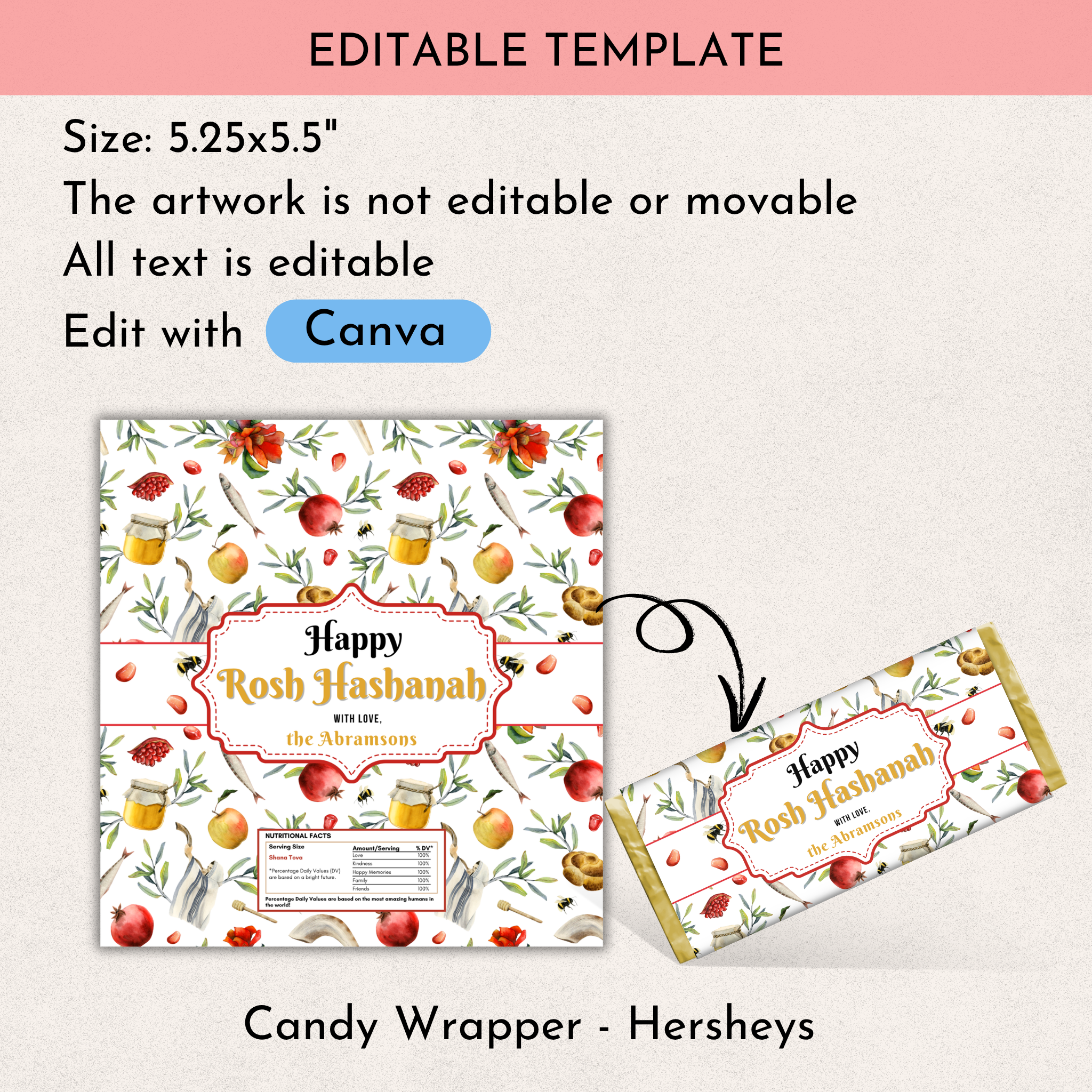 Rosh Hashanah Chocolate Wrapper