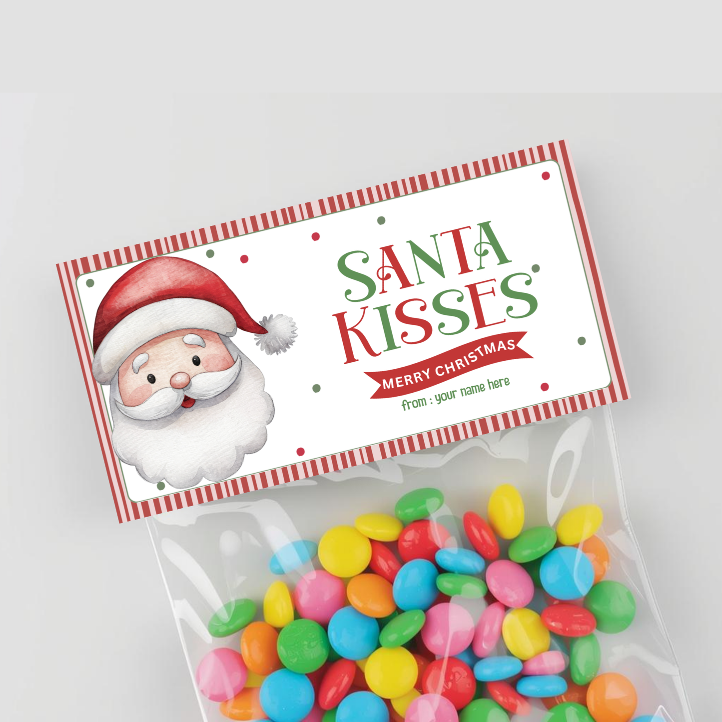 Santa Kisses Treat Bag Topper