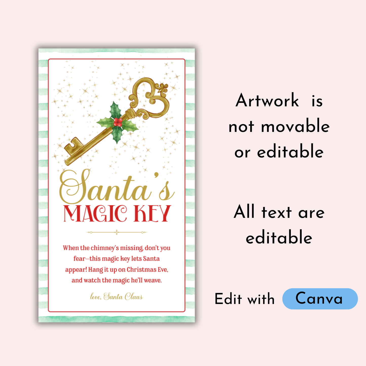 Santa's Magic Key Tag template