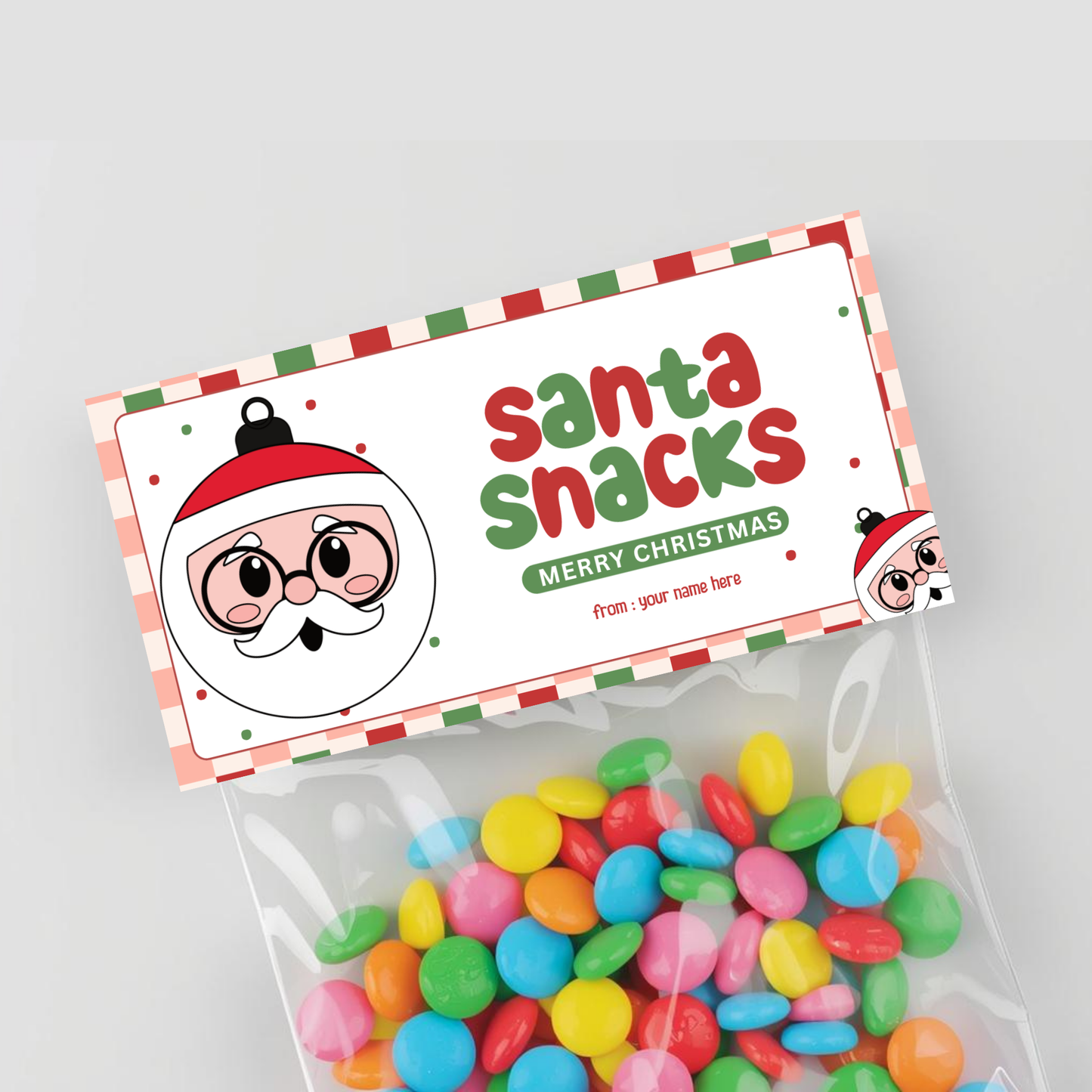 Santa Snacks Treat Bag Topper