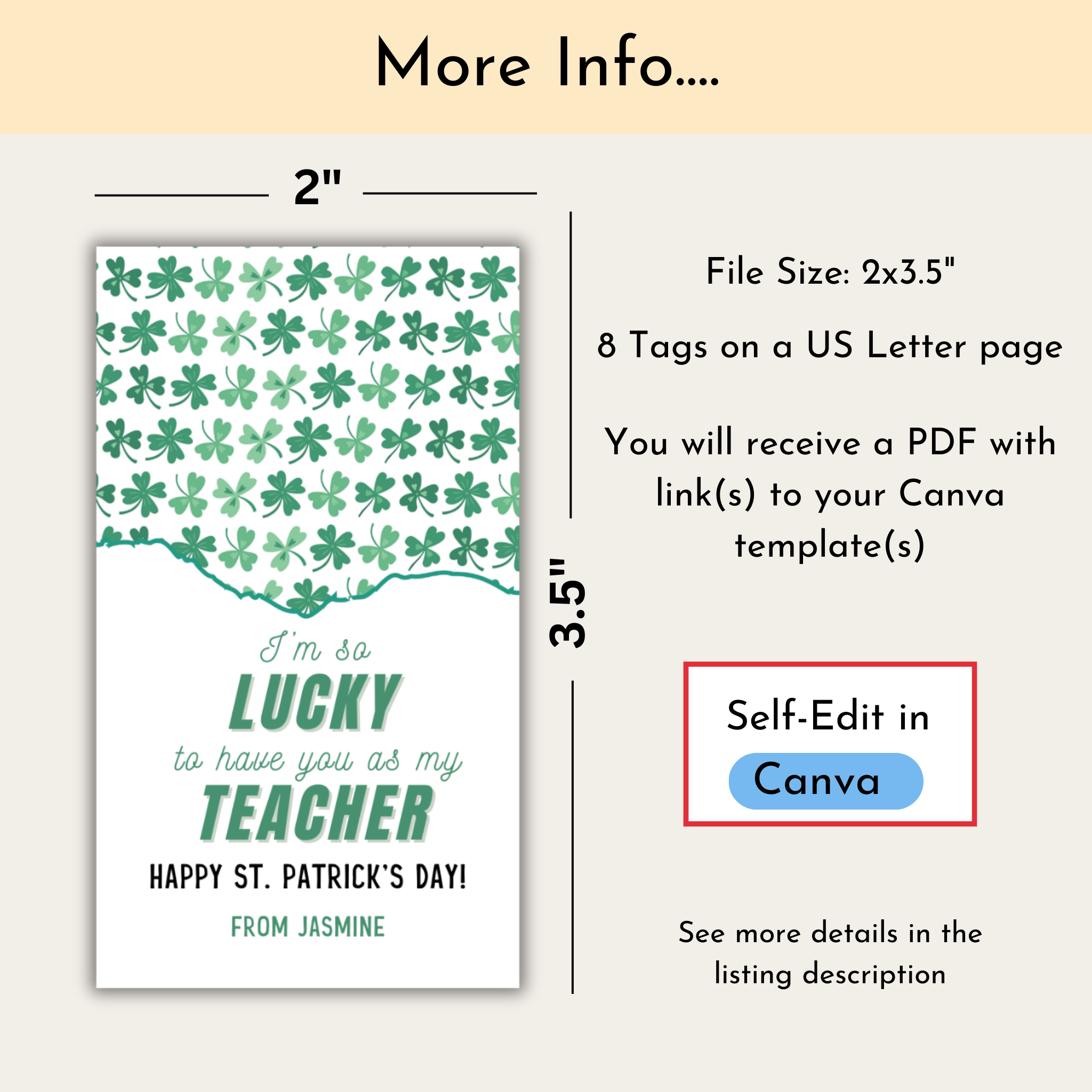 St. Patrick's Day Teacher Appreciation Gift Tags