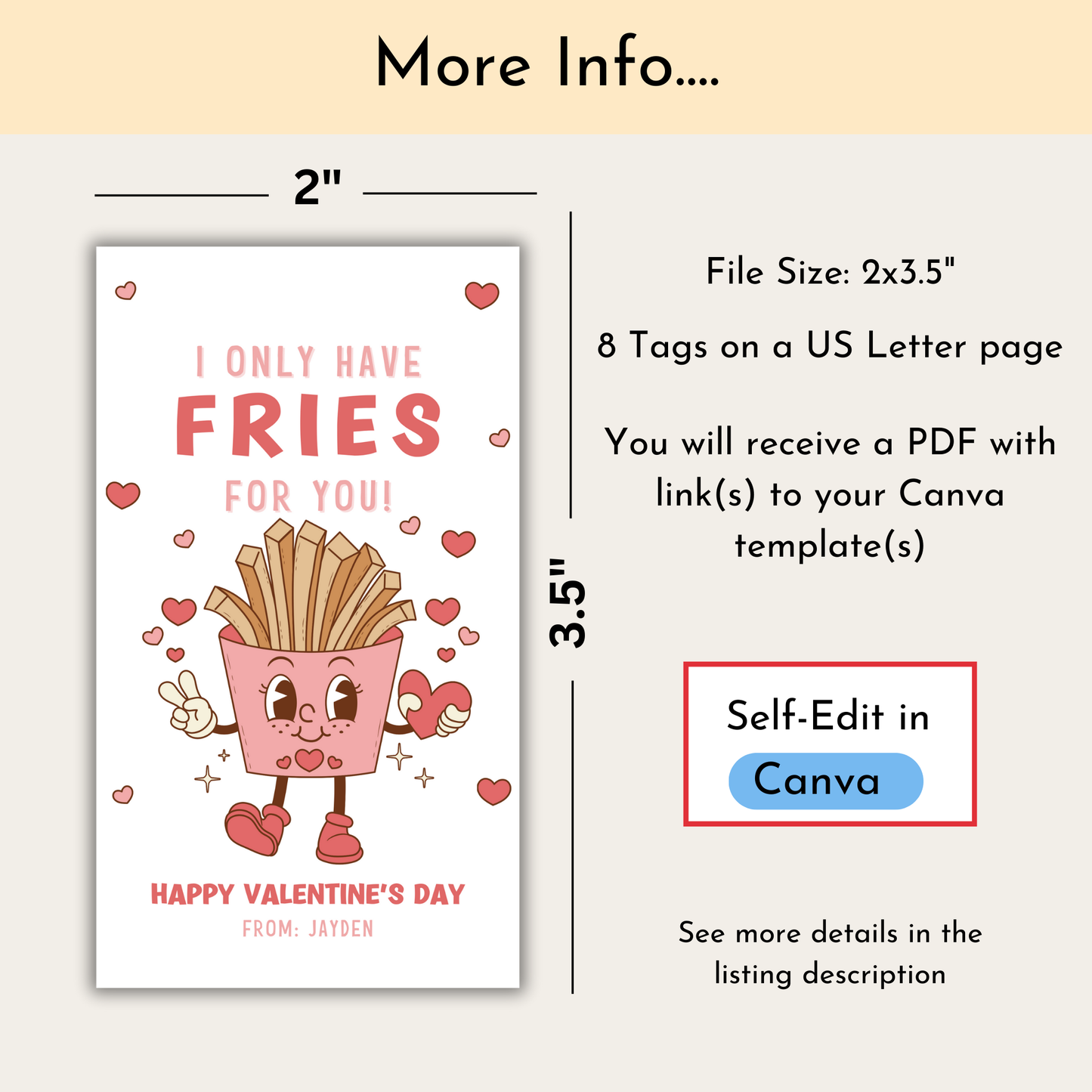 Valentine's French Fries Treat Tag