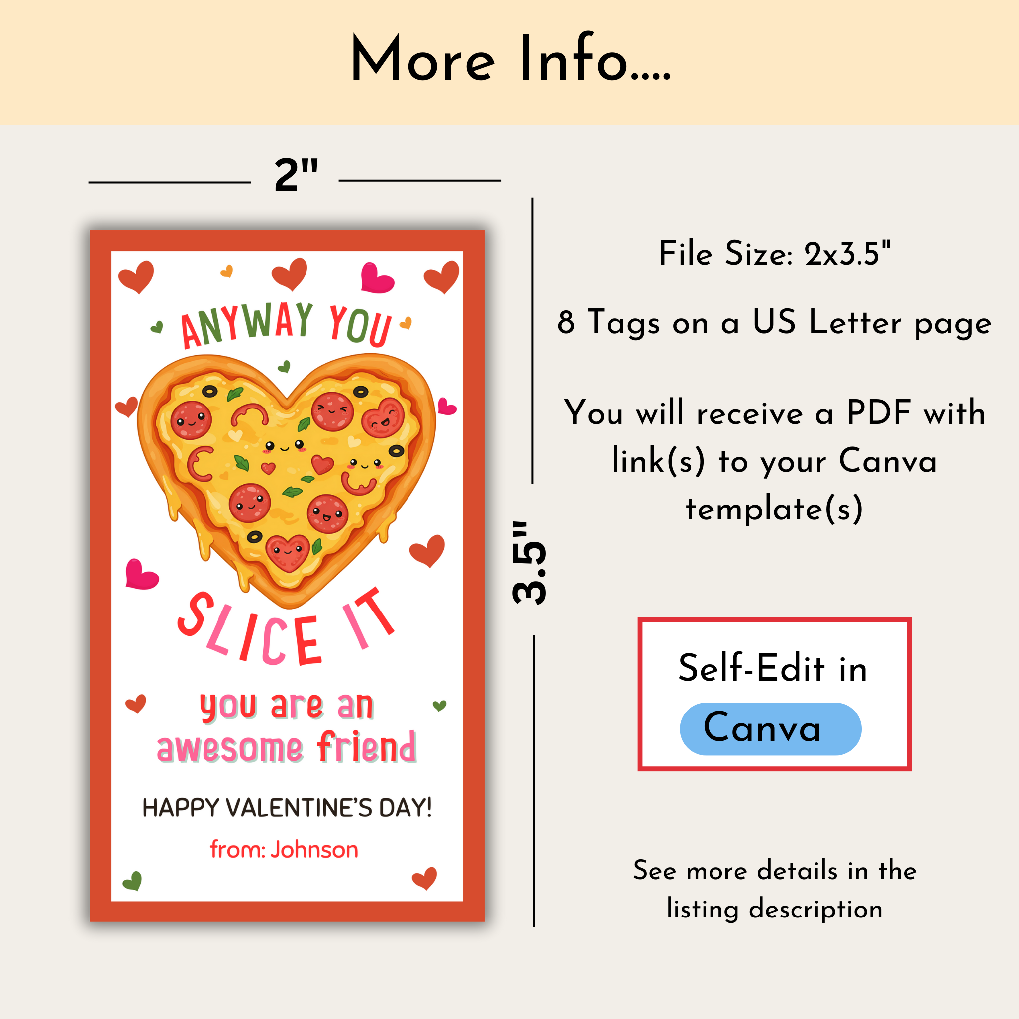 Pizza Valentine's Gift Tag