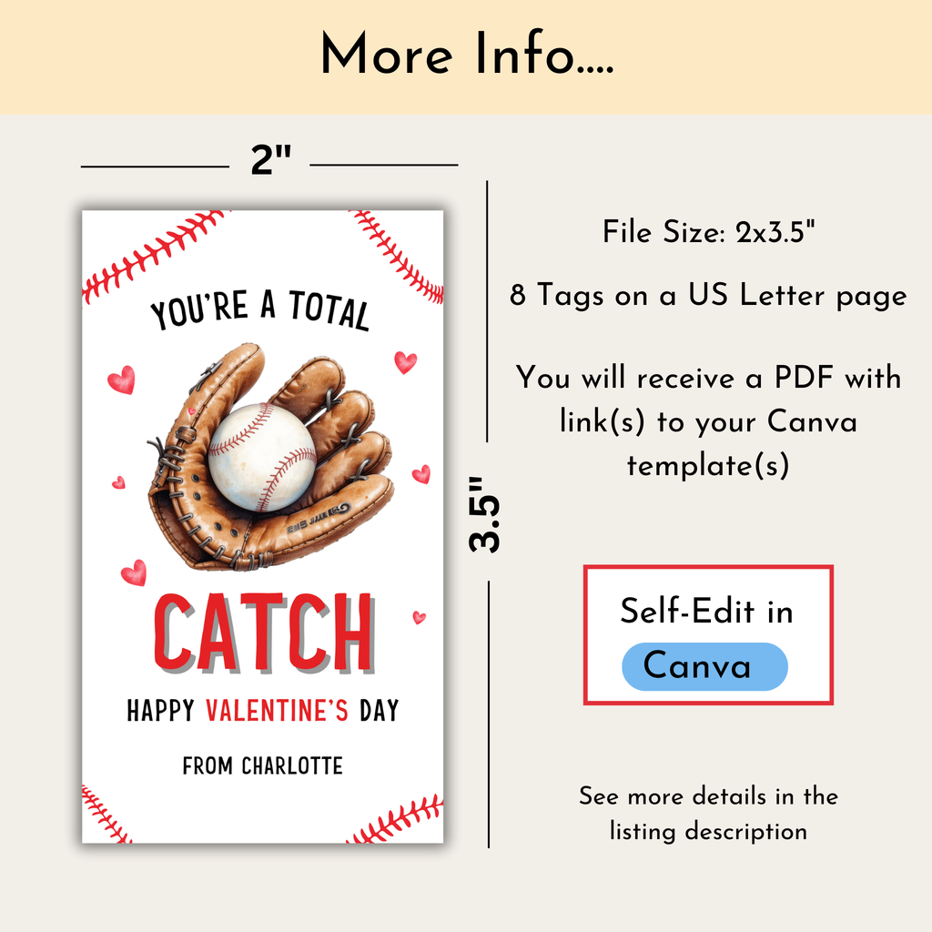 Baseball Valentine's Tag