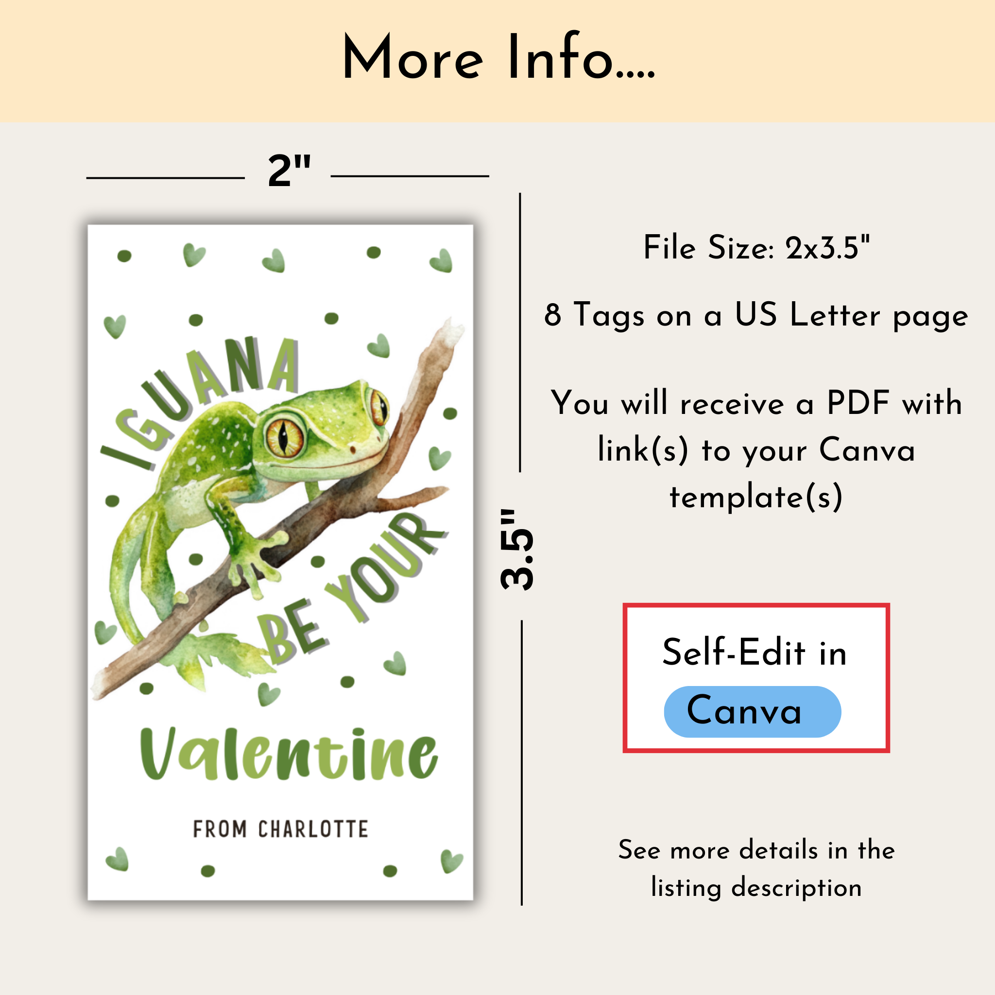 Iguana Valentine's Day Tag