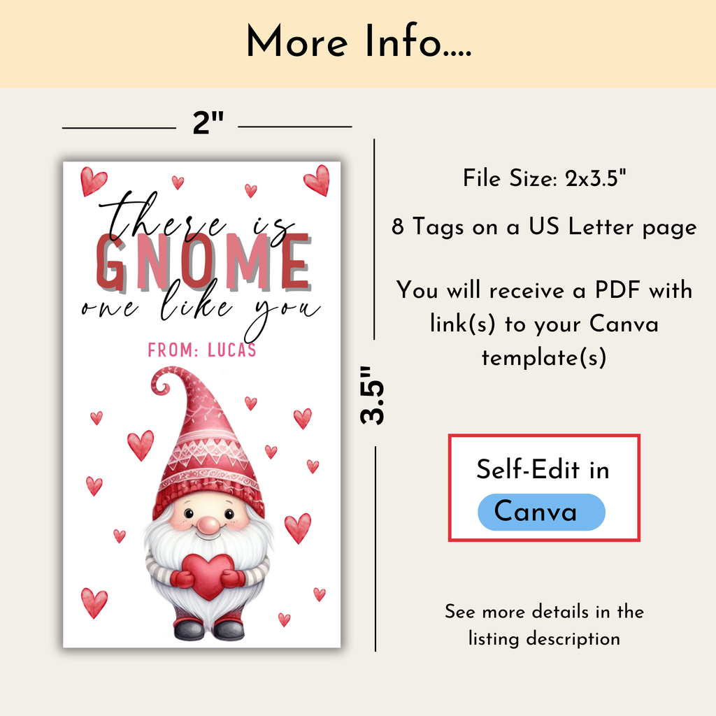 Gnome Valentine's Day Tag