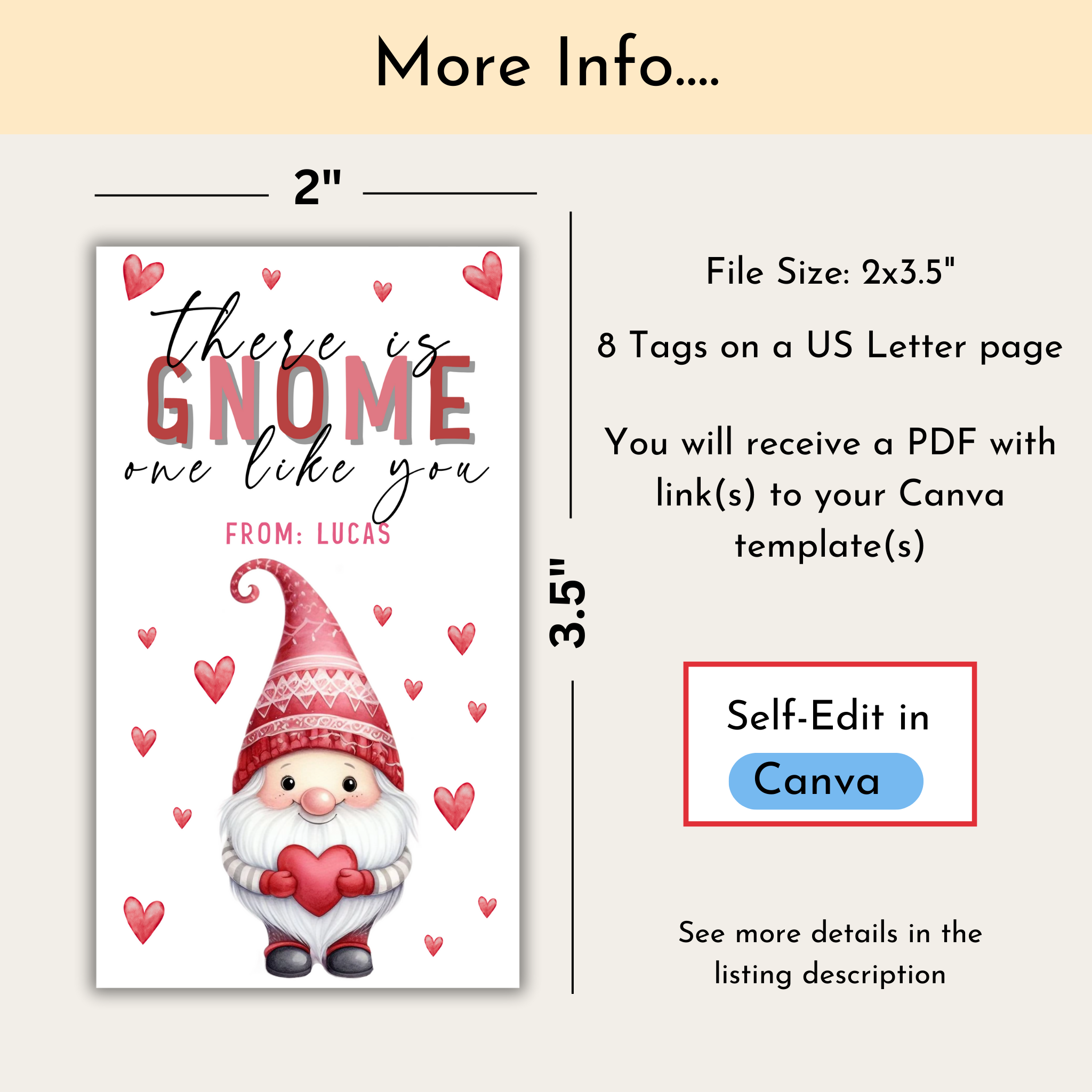 Gnome Valentine's Day Tag