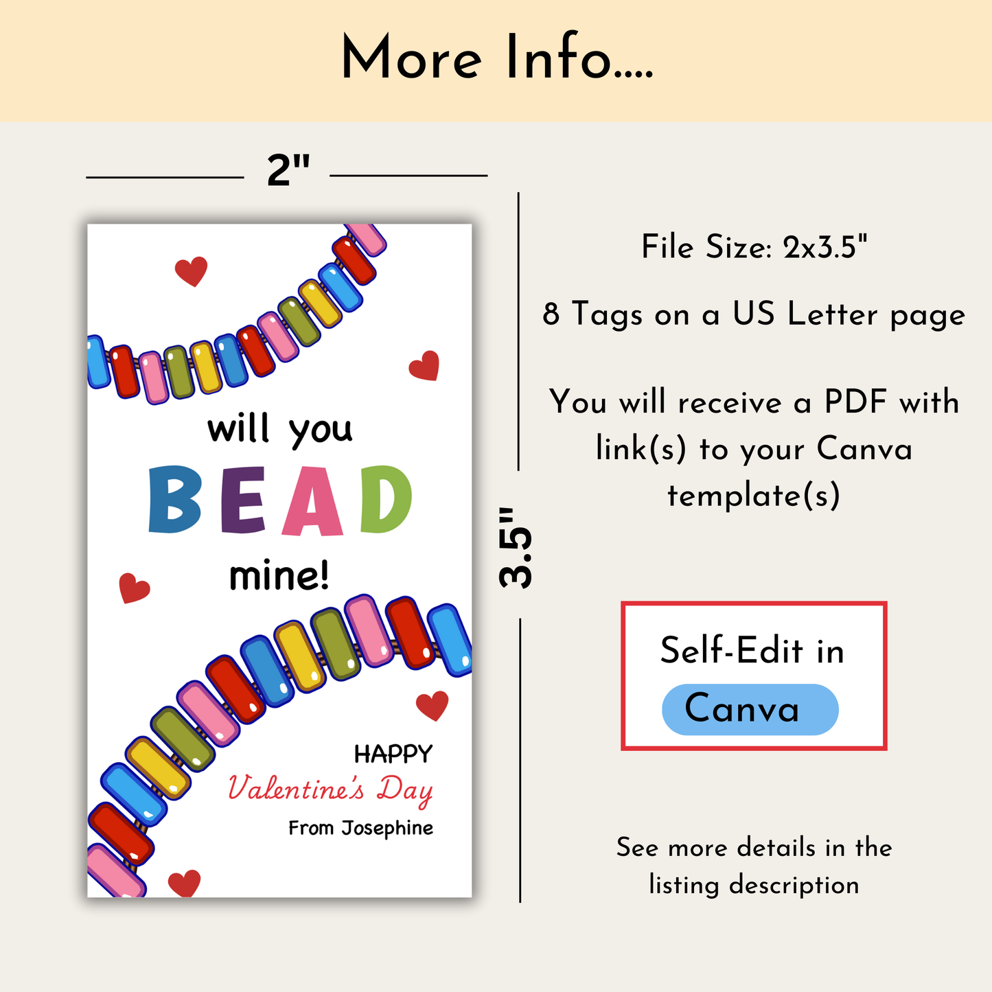 Will You Bead Mine Valentine Gift Tag