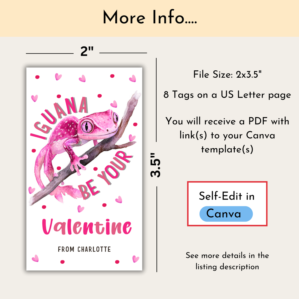 Iguana Valentine's Day Tag