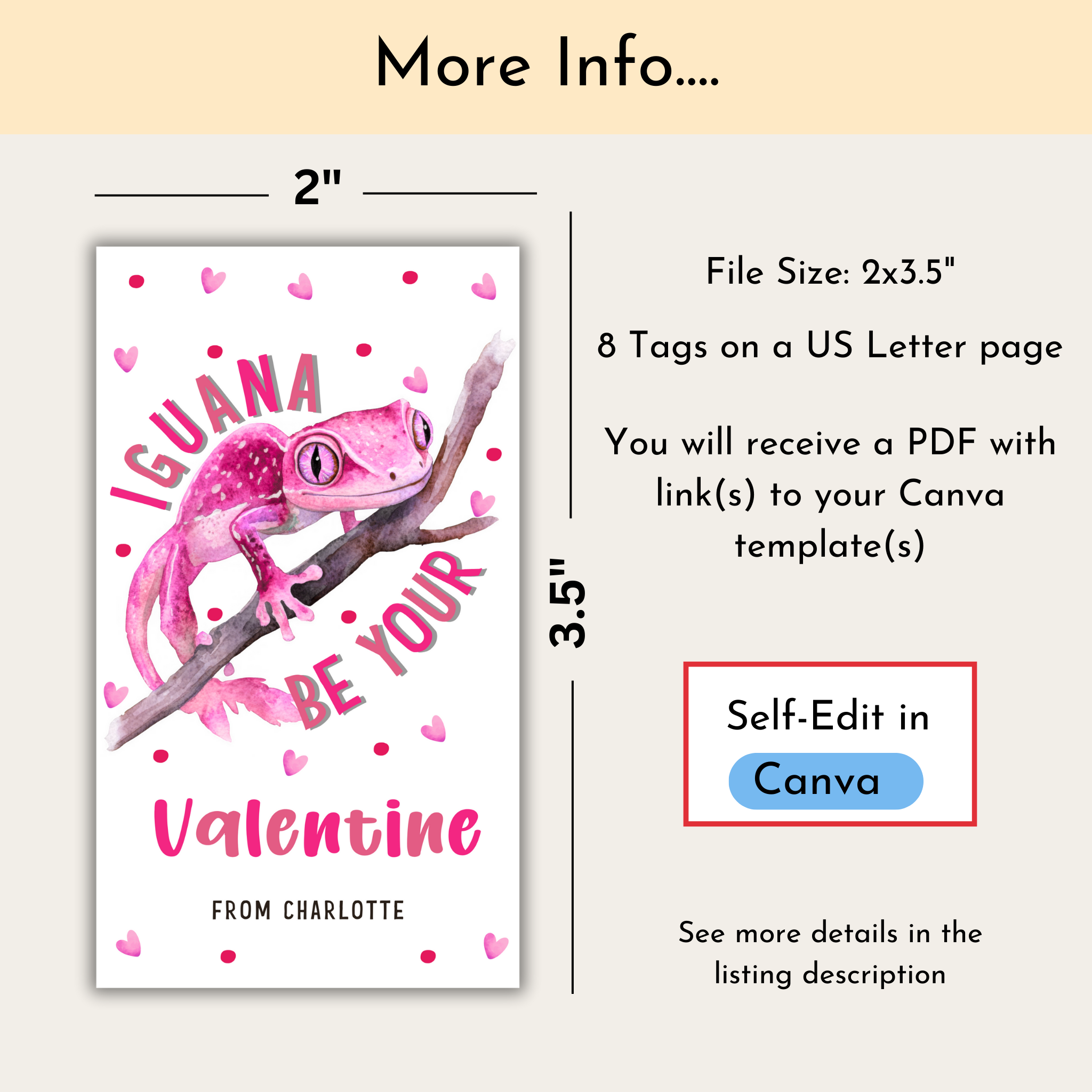 Iguana Valentine's Day Tag