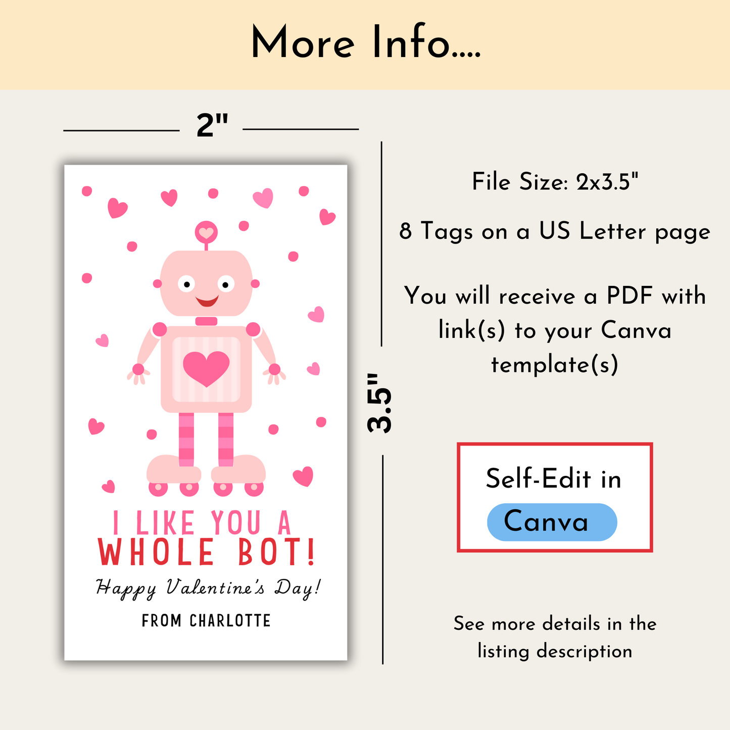 Pink Robot Valentine Tag