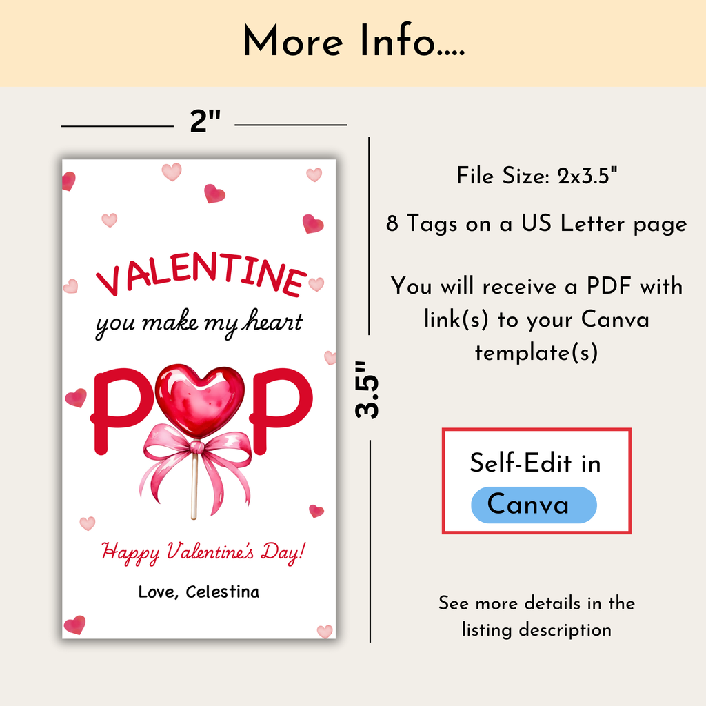 Lollipop Valentine's Tag