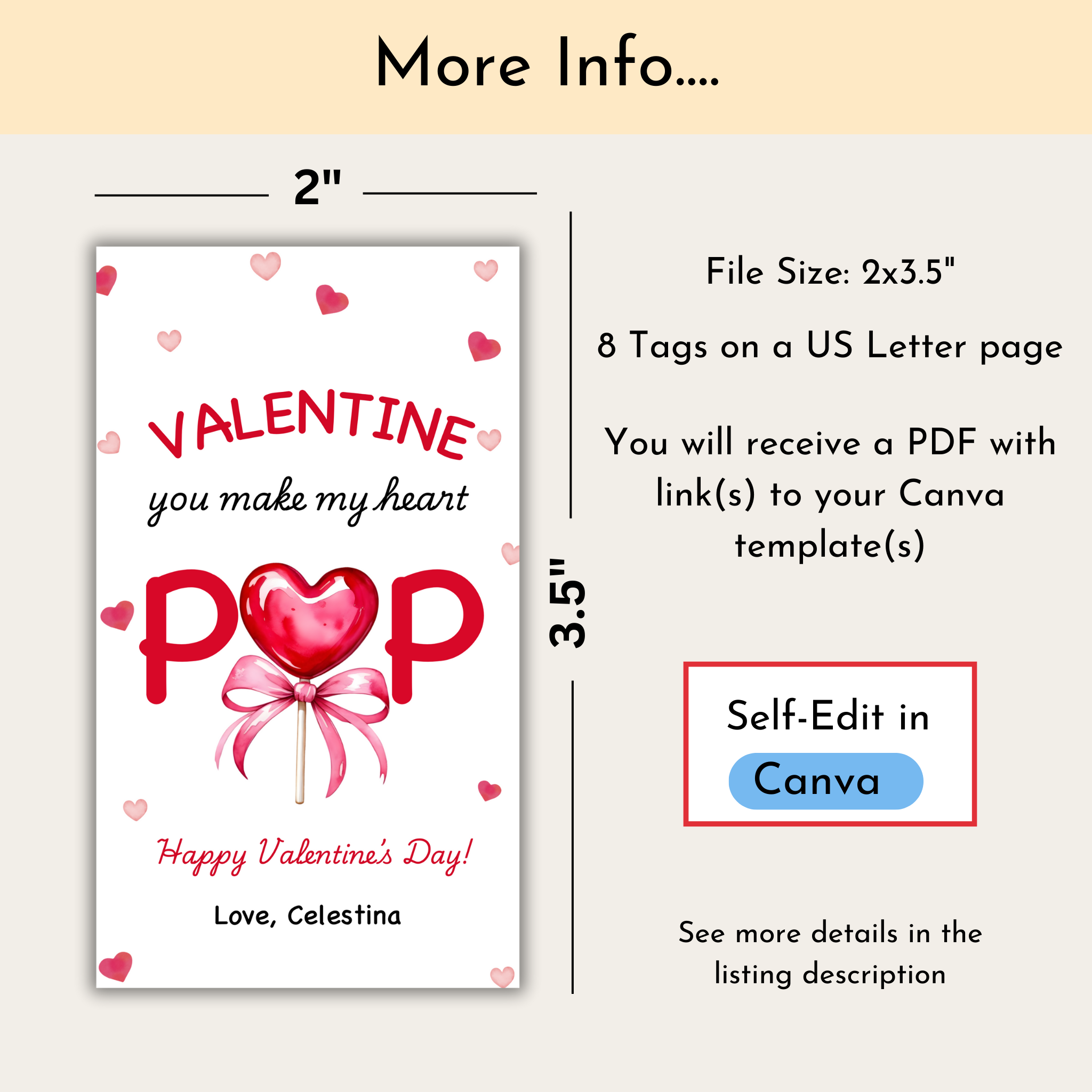Lollipop Valentine's Tag