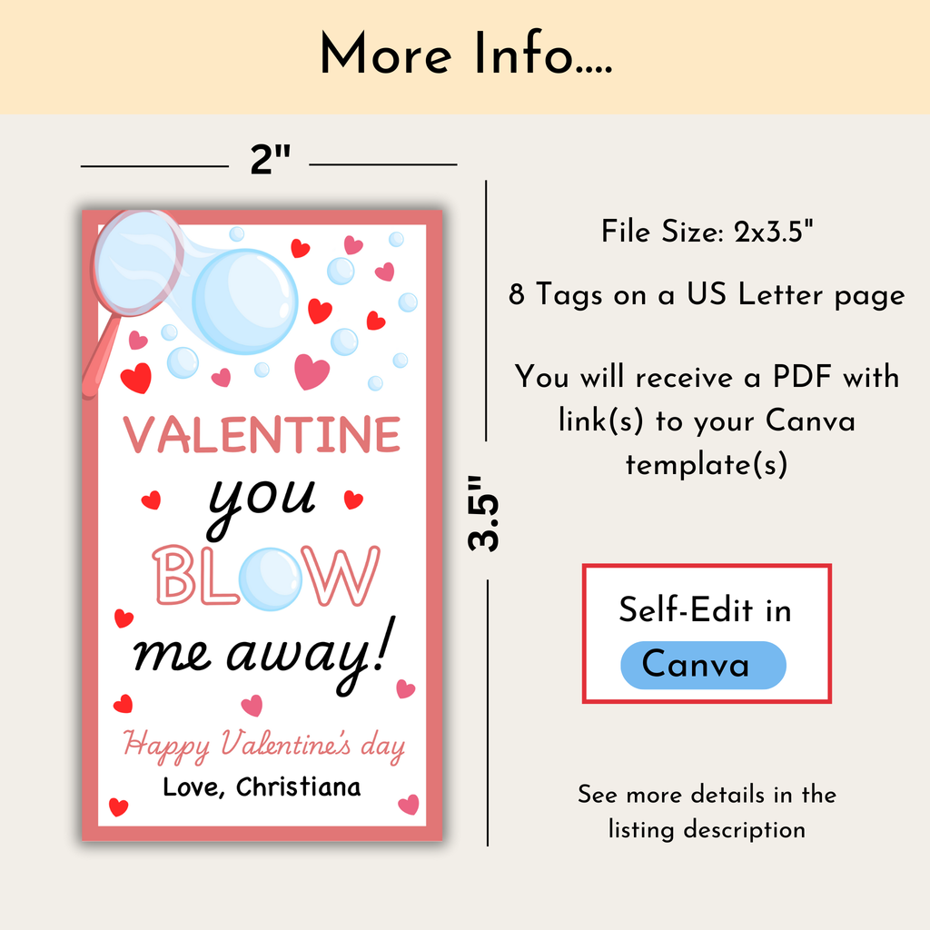 Valentines Bubble Wand Tag