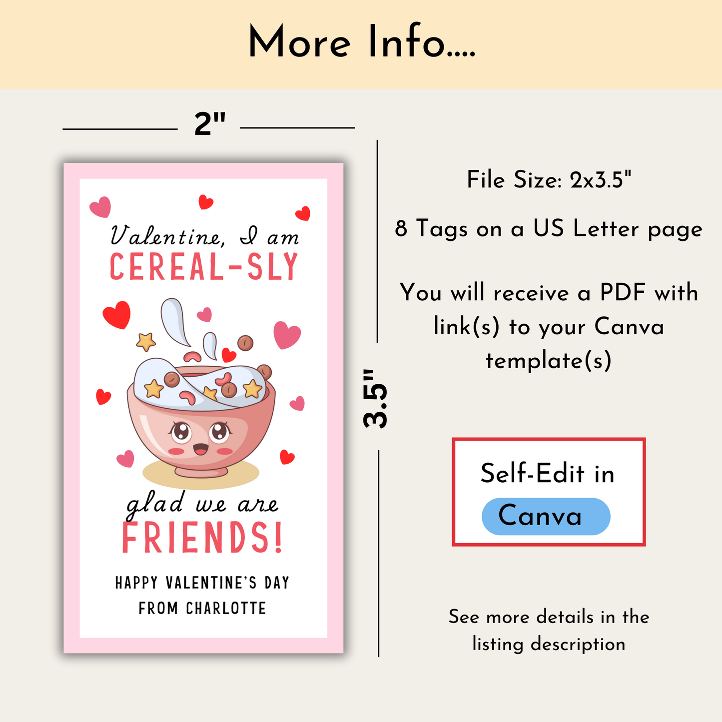 Cereal Valentine's Day Treat Tag