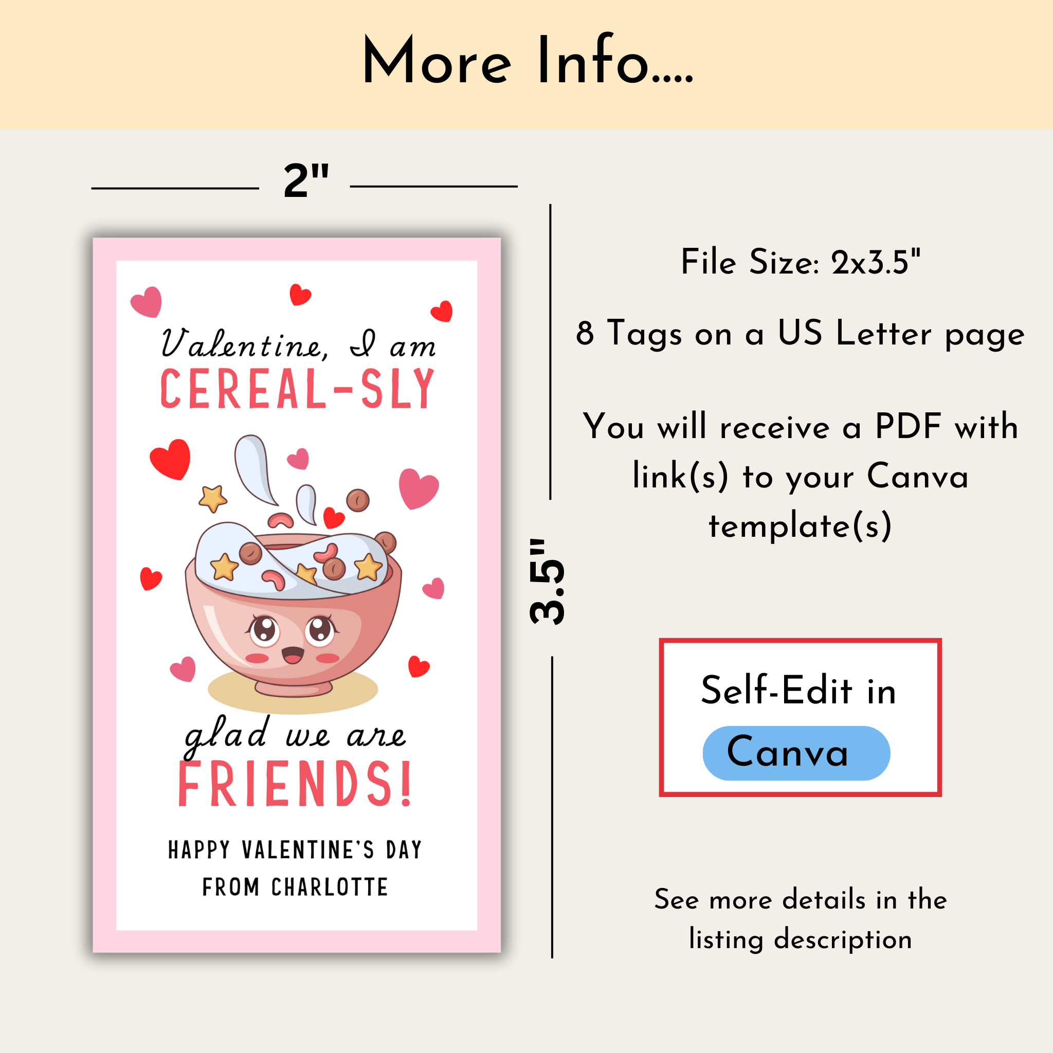Cereal Valentine's Day Treat Tag