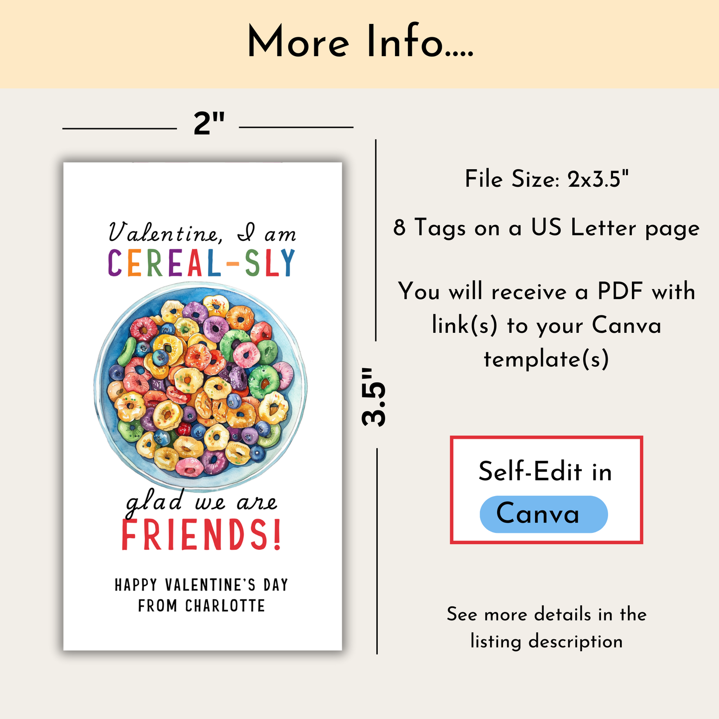 Cereal Valentine's Day Gift Tag