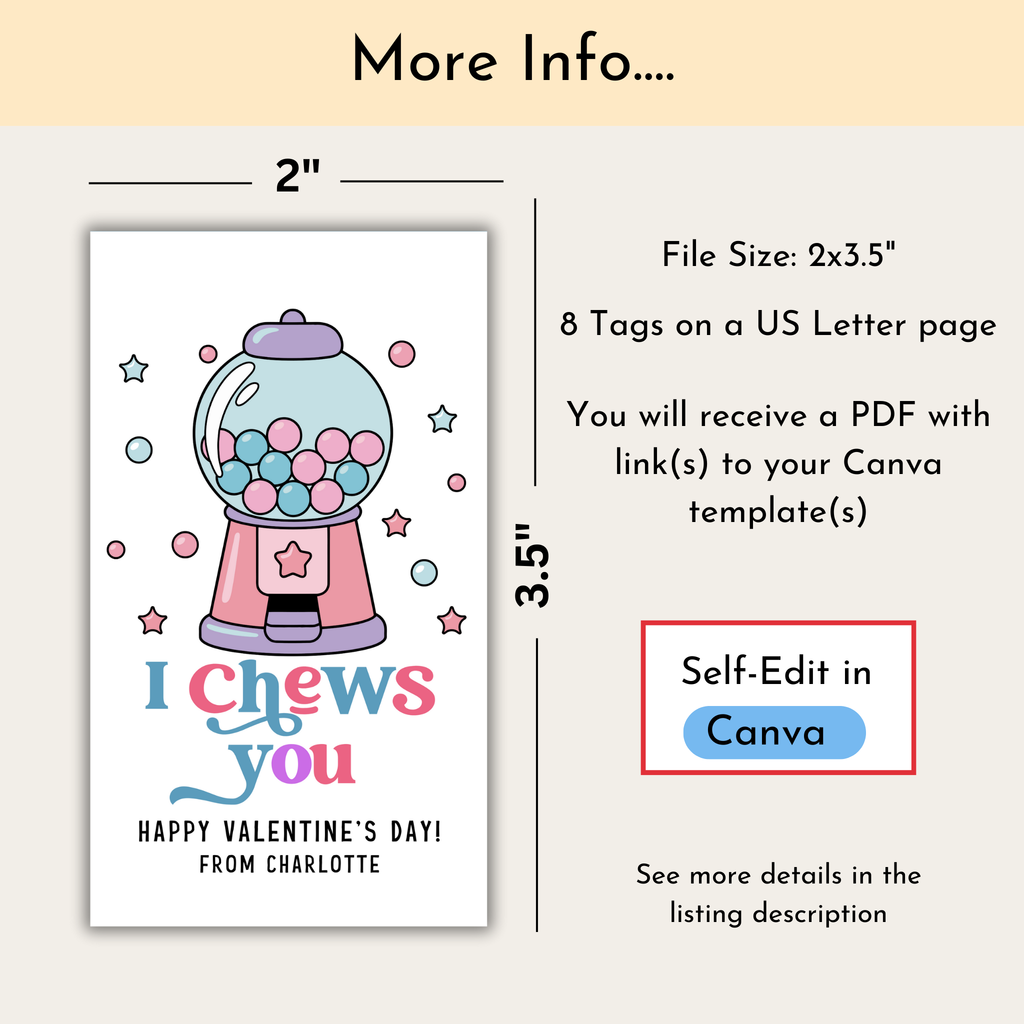 I Chews You Valentine's Day Tag