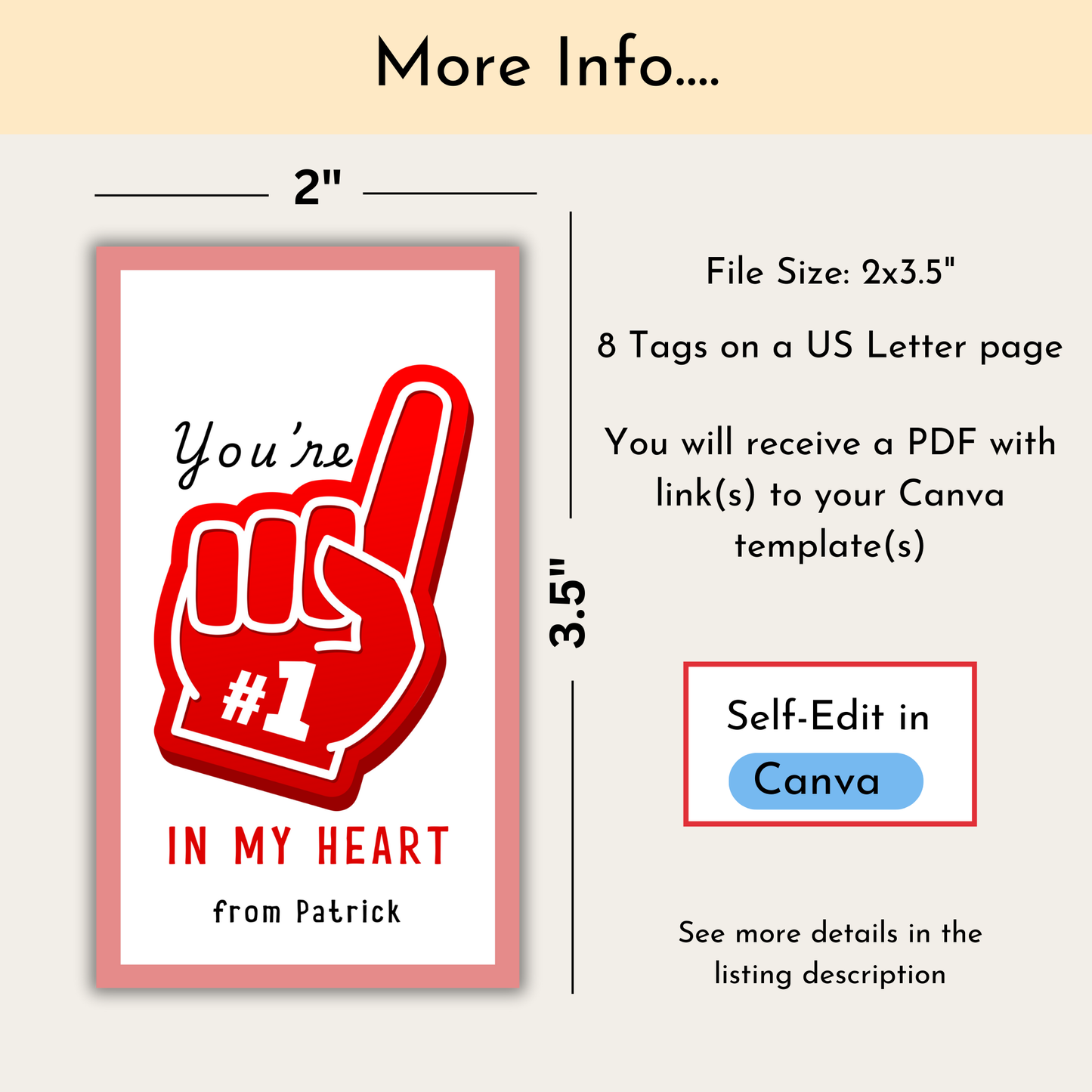 Valentine's Foam Finger Tag