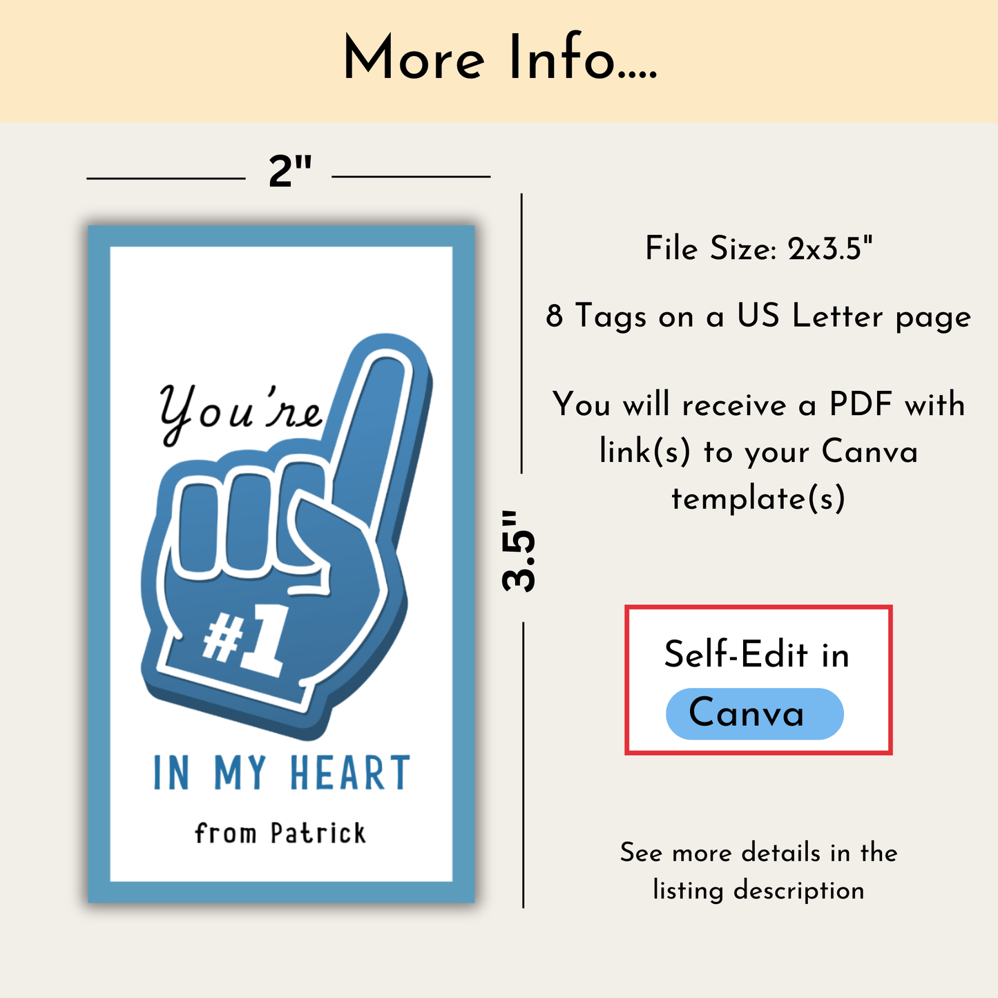 Valentine's Foam Finger Treat Tag