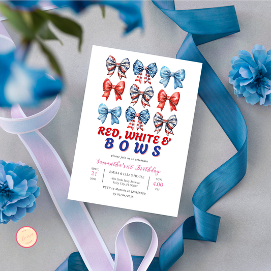 Patriotic 1st Birthday Invitation