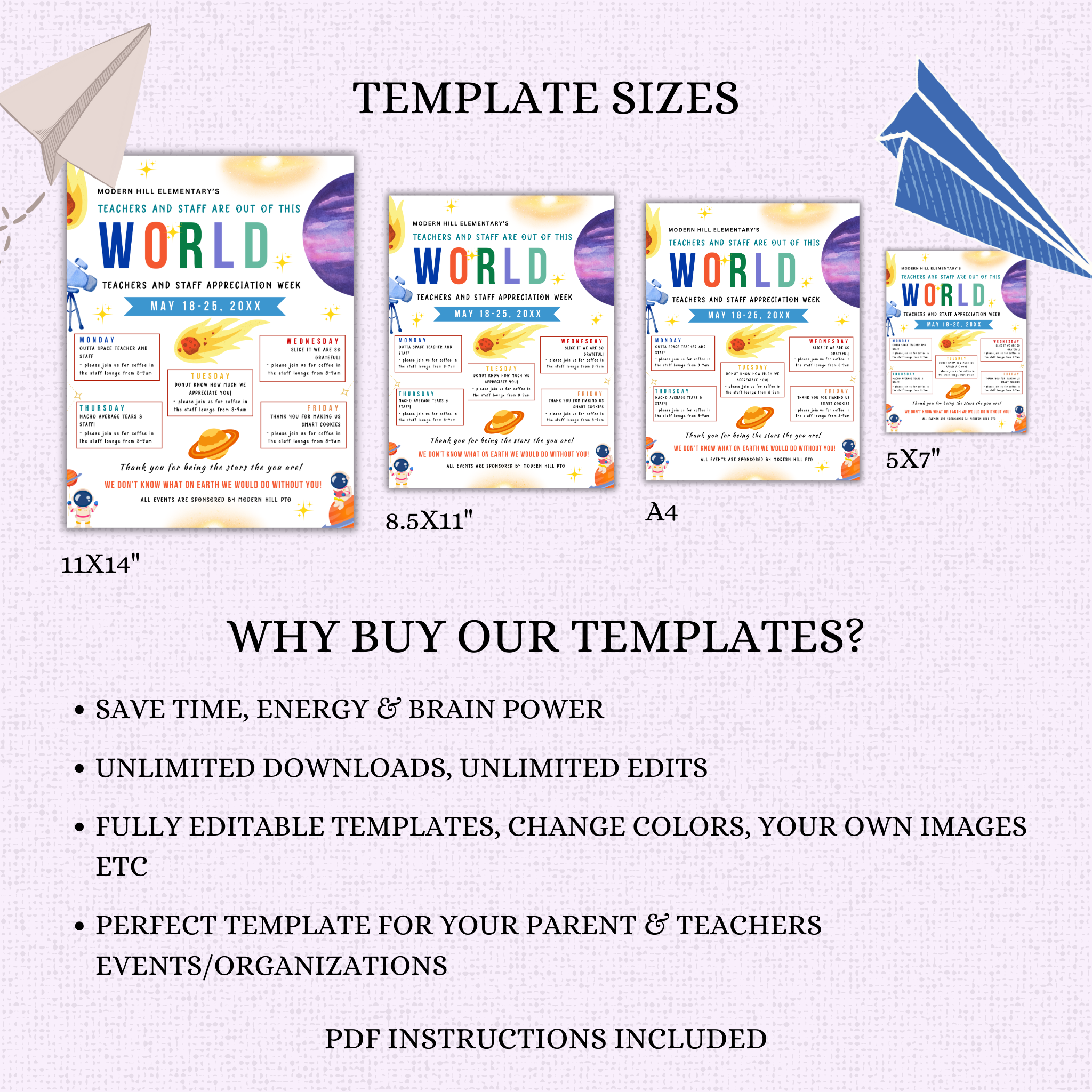 Space-themed Teacher Appreciation Flyer