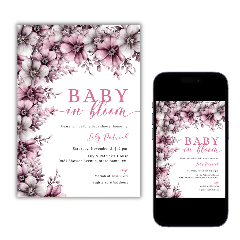 Baby in Bloom Invitation - Pink