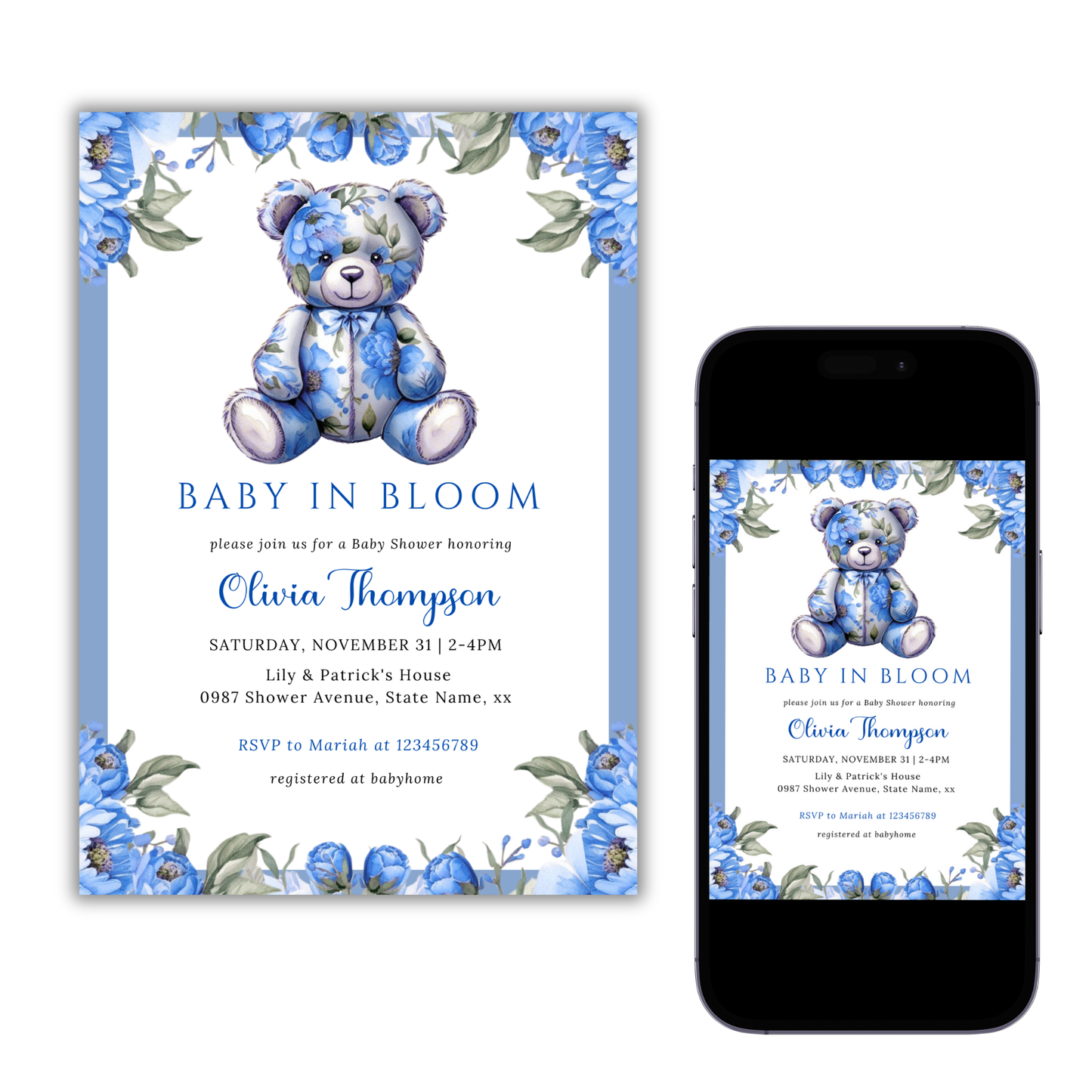 Baby in Bloom Baby Shower - Floral Blue