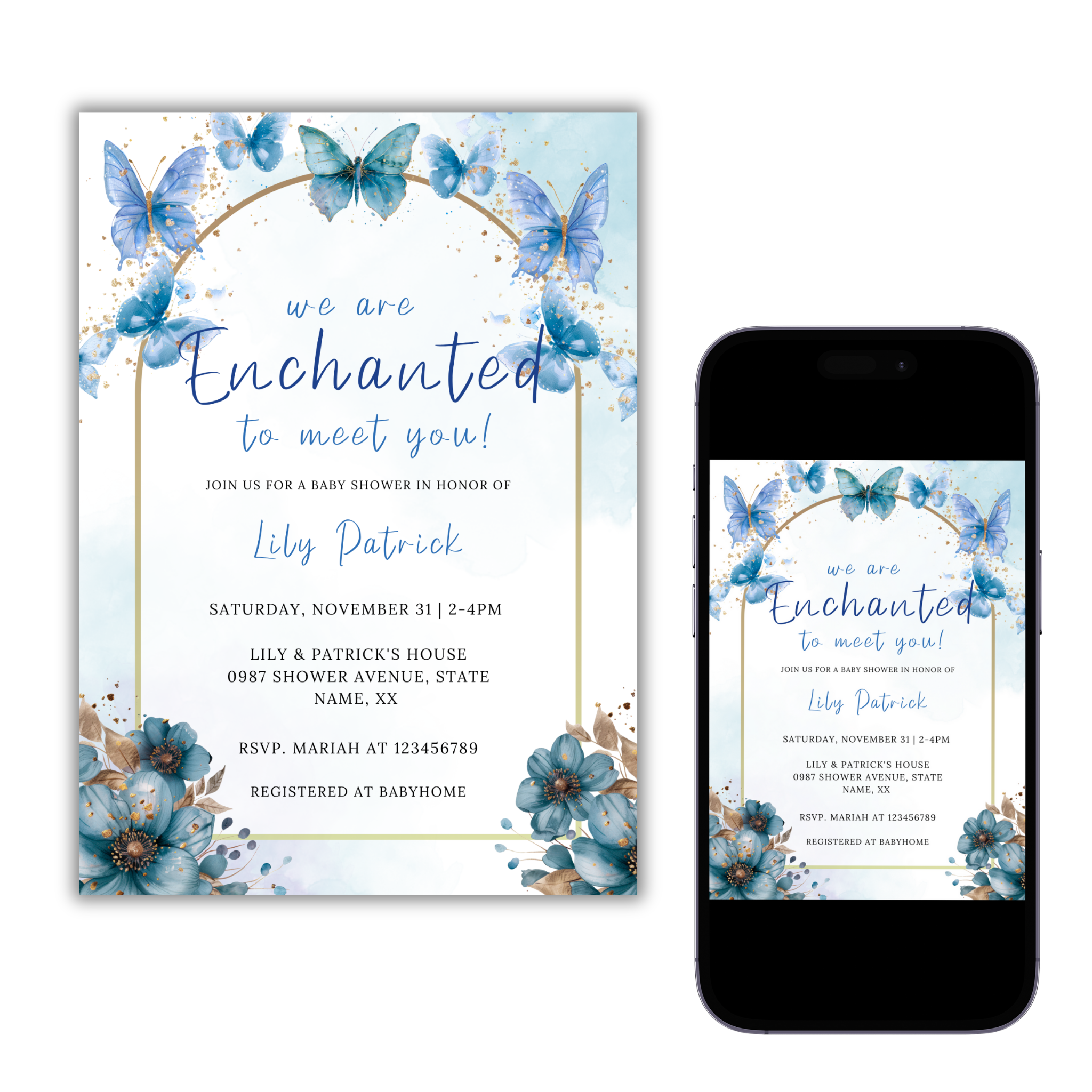 Enchanted Baby Shower Invitation - Blue