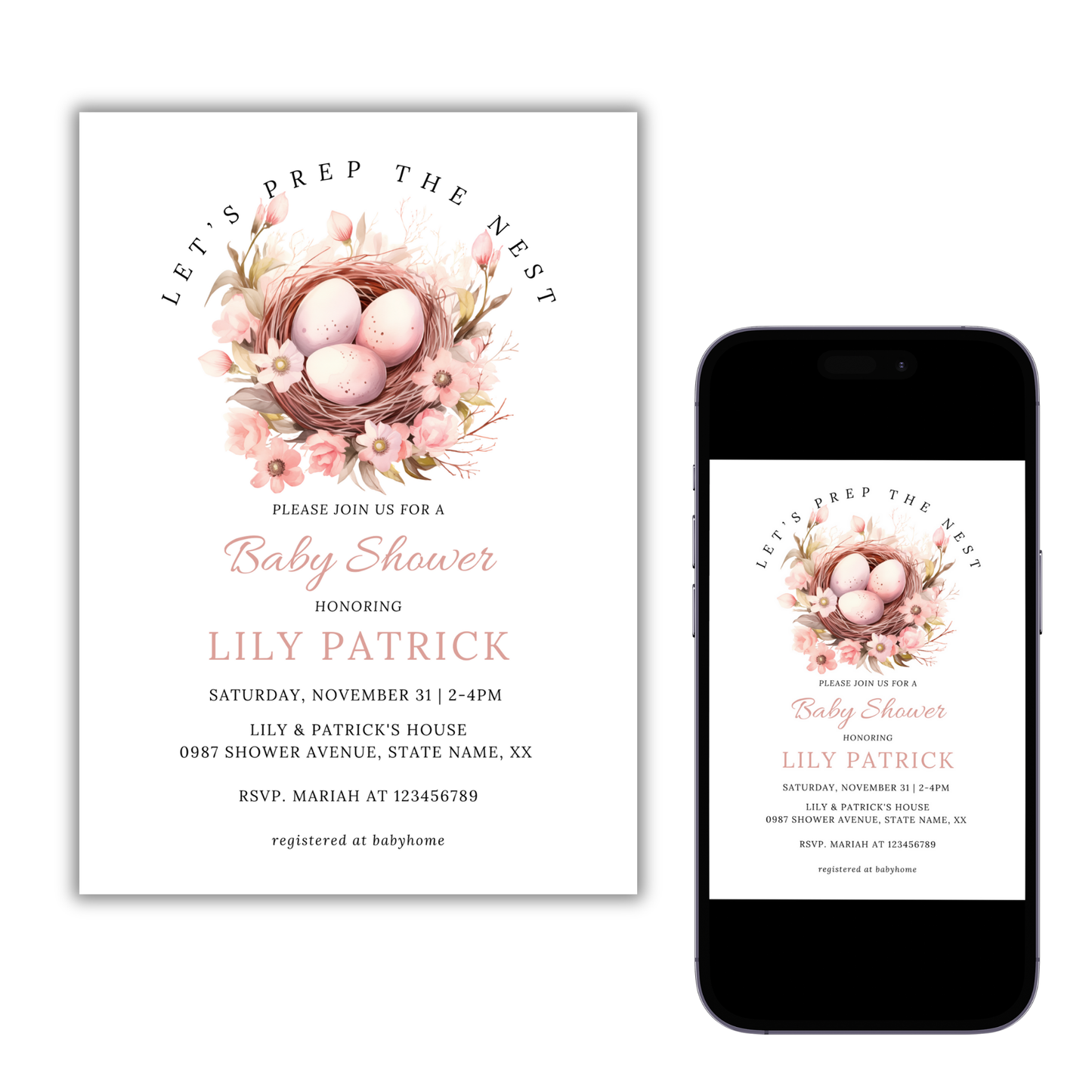 Let's Prep the Nest Baby Shower Invitation