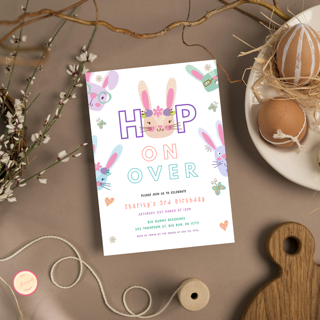 Hop on Over Birthday Invitation