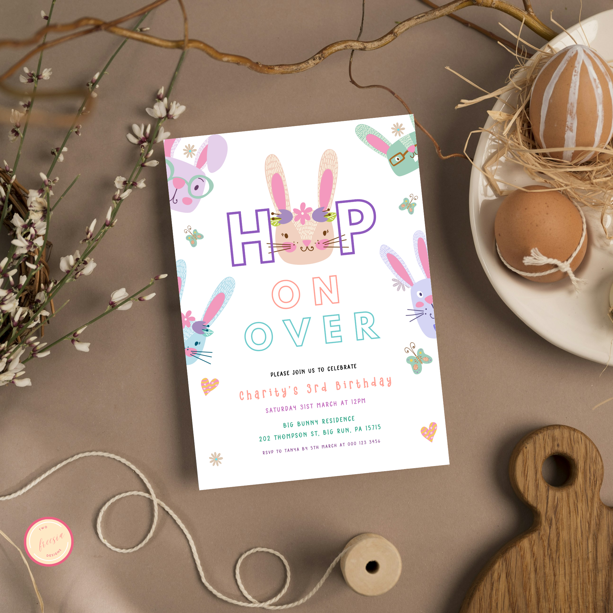 Hop on Over Birthday Invitation