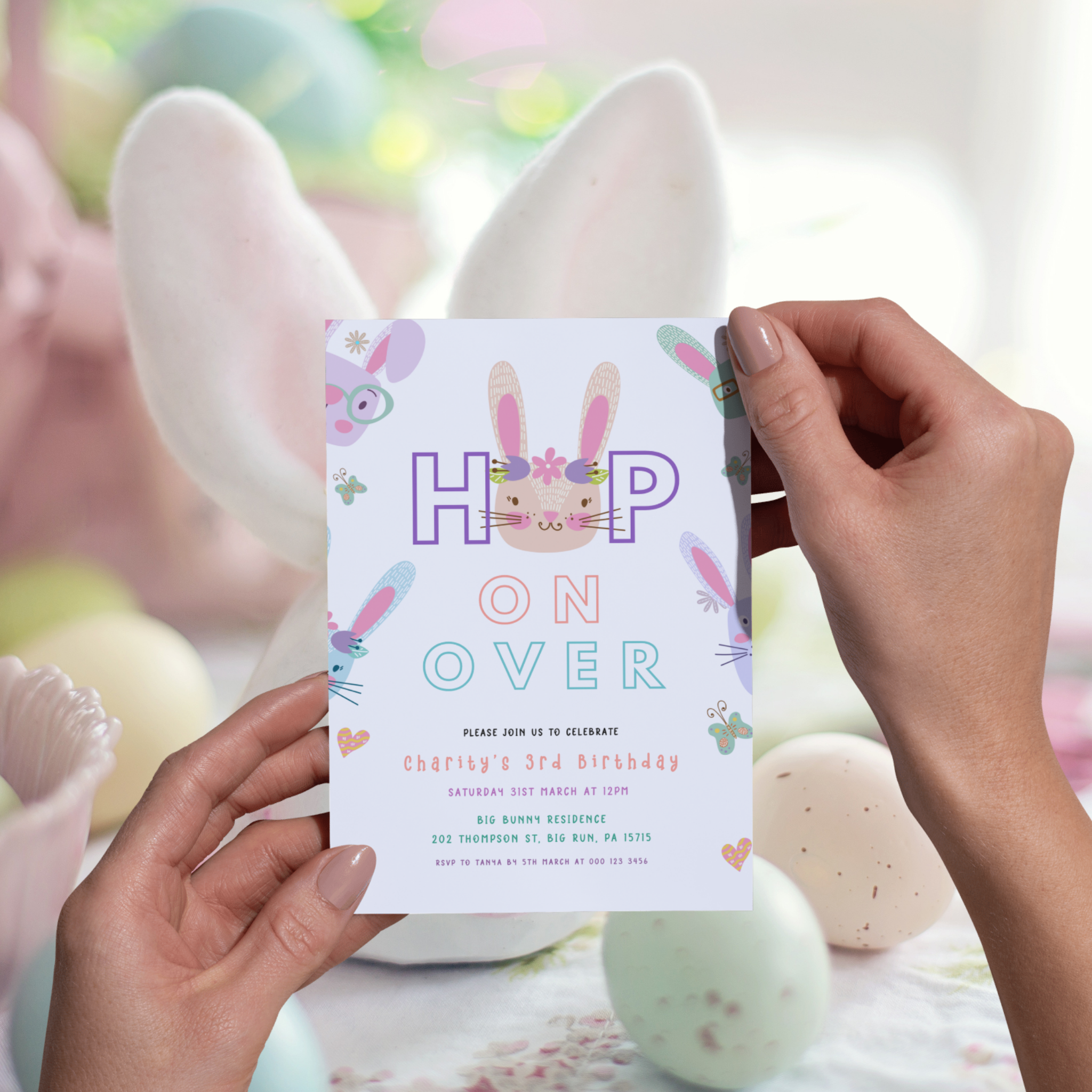 Hop on Over Birthday Invitation