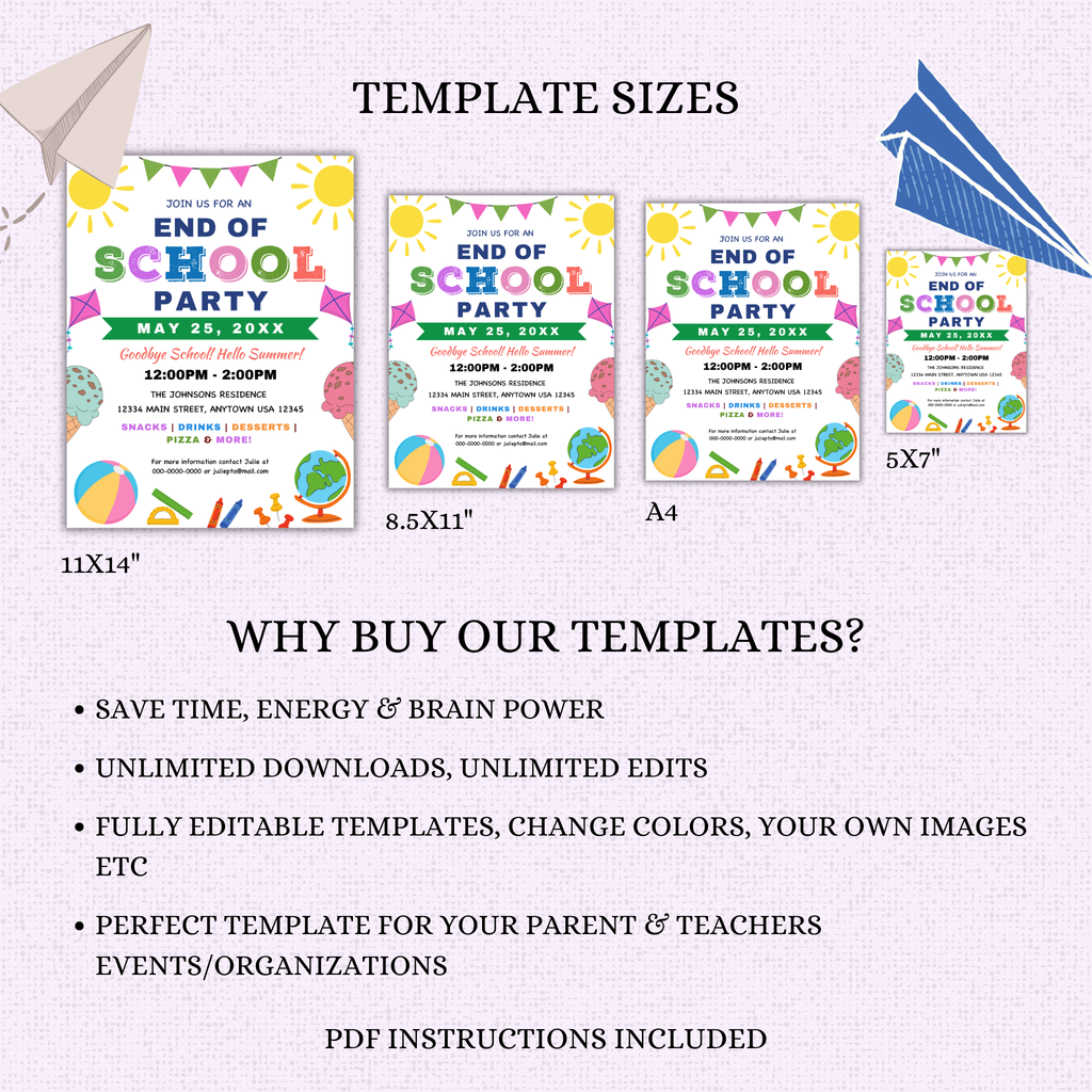 End of School Party Flyer Template