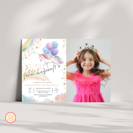 Four Ever Birthday Invitation with Photo
