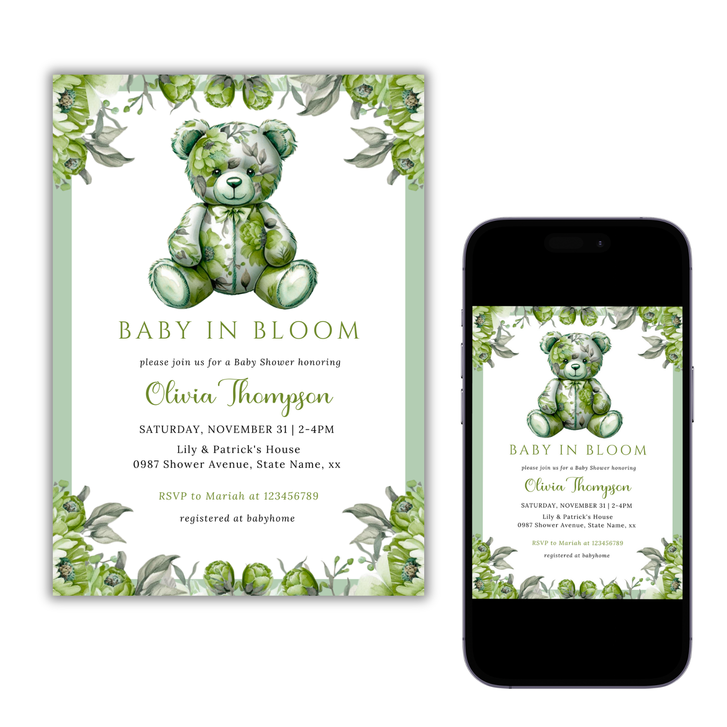 Baby in Bloom Baby Shower - Floral Green