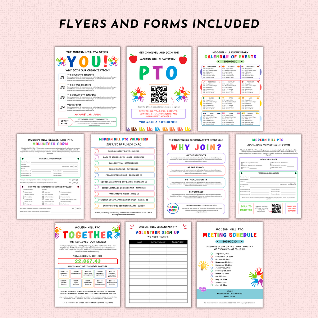 Ultimate PTO PTA Flyer/Form Template Bundle