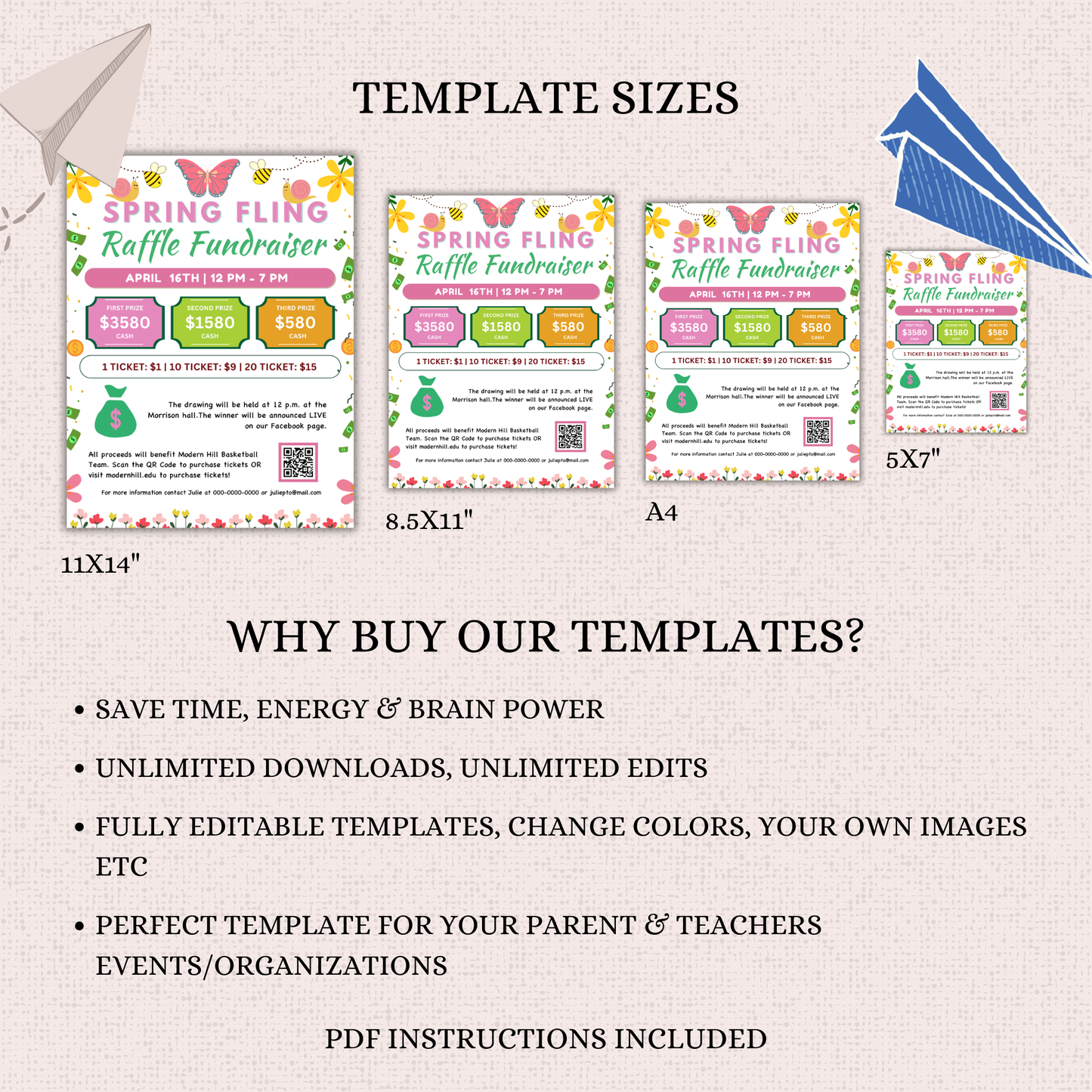 Spring Fling Raffle Fundraiser Flyer Template