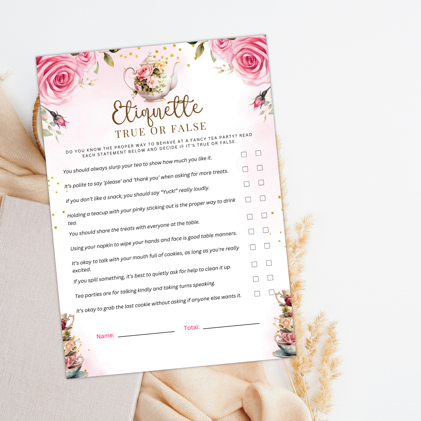8 Editable Tea Party Games