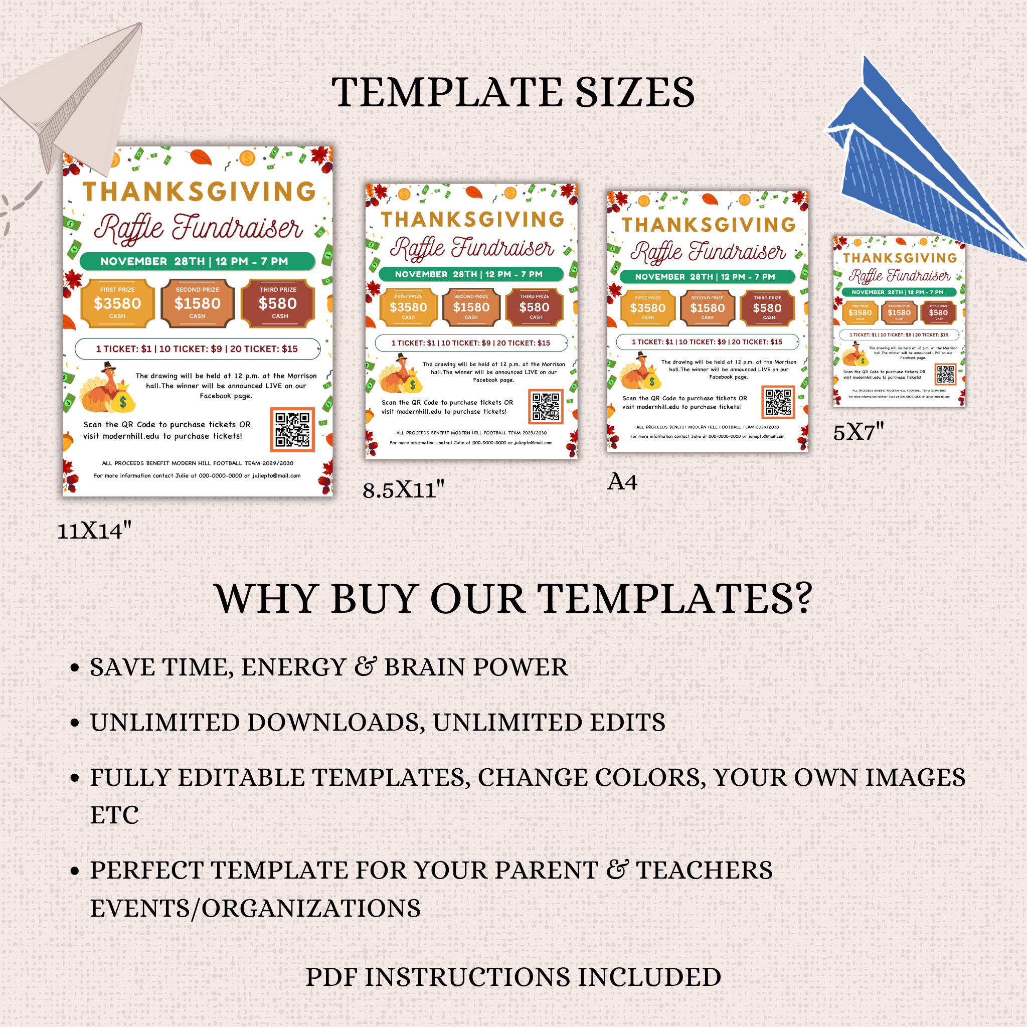 Thanksgiving Raffle Fundraiser Flyer Template