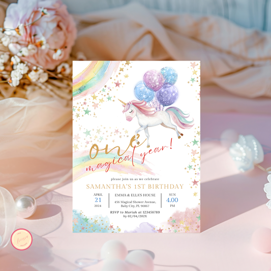 One Magical Year Birthday Invitation