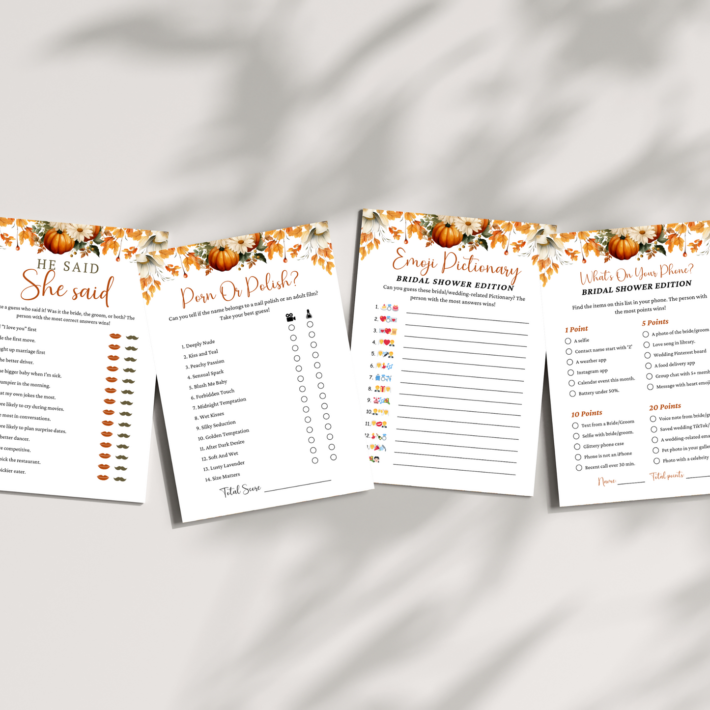 Fall Bridal Shower Games #2